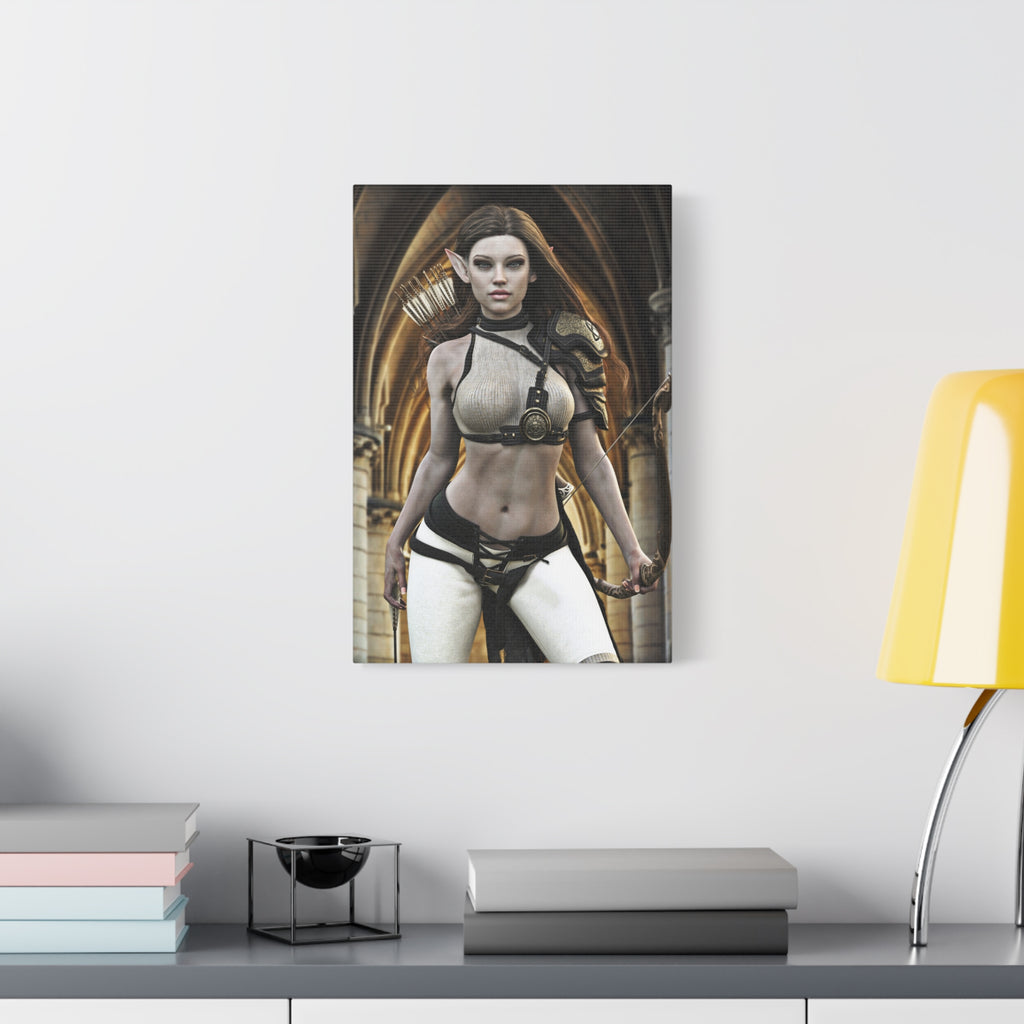 Fantasy Elven Archer Canvas Print – Warrior Elf Wall Art- No AI- Human created illustraion art