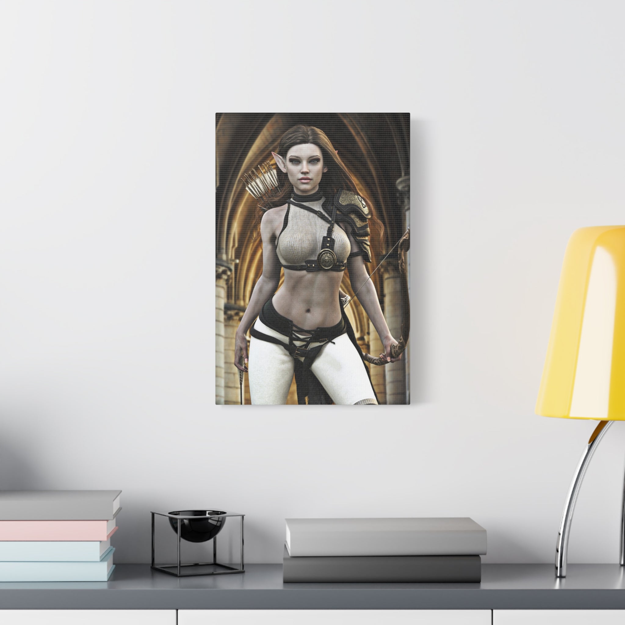 Fantasy Elven Archer Canvas Print – Warrior Elf Wall Art- No AI- Human created illustraion art