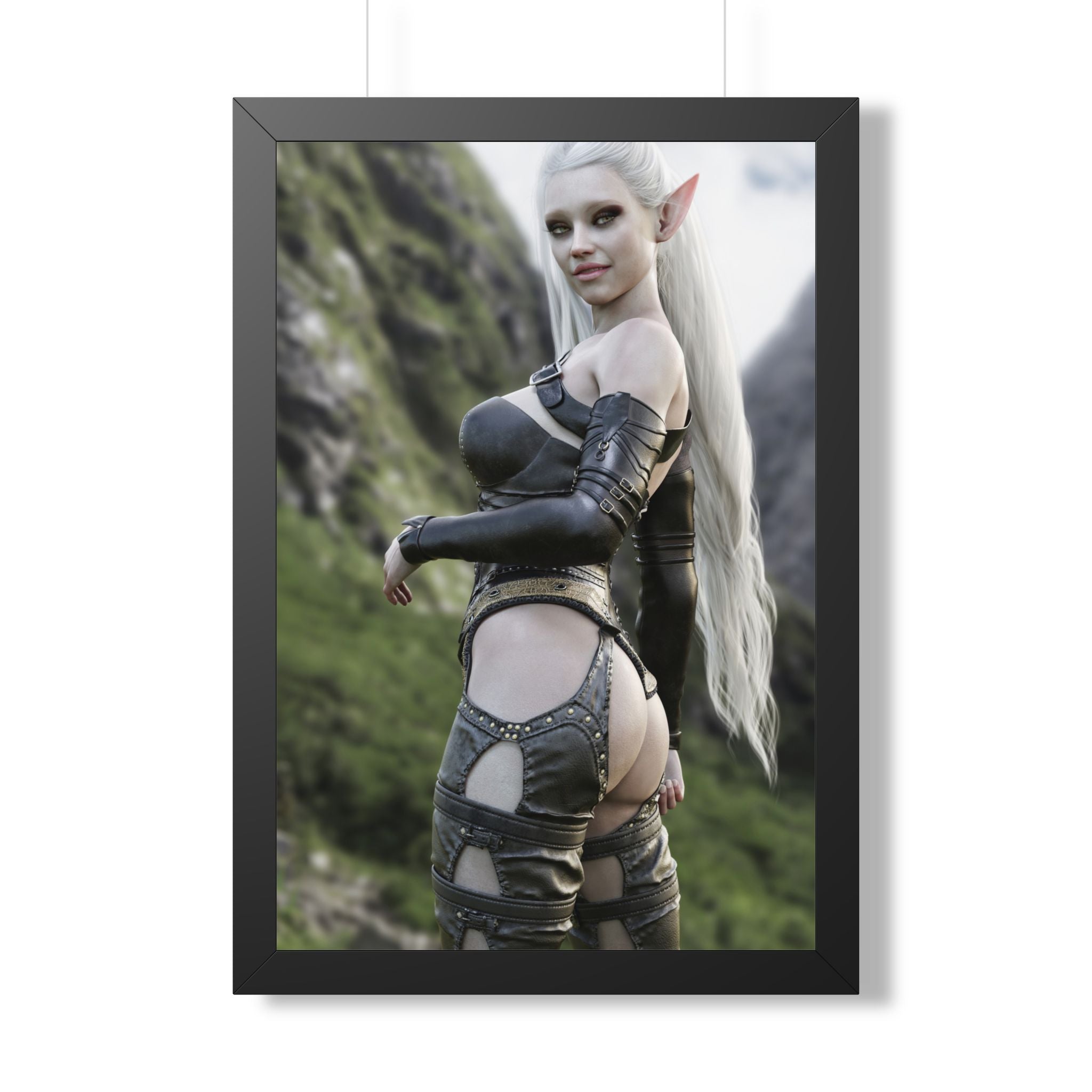 Elf Warrior Poster — Framed Fantasy Vertical Art Print- No AI - Human created illustration art