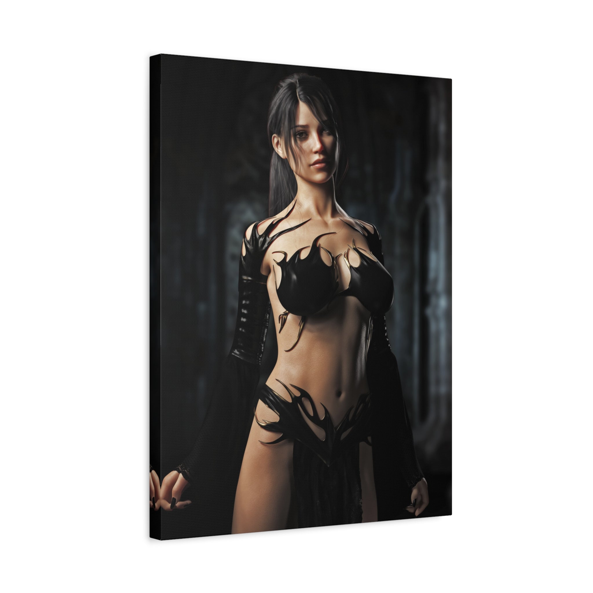 Fantasy Sorceress Woman Matte Canvas Print — Stretched 1.25"-No AI- Human created illustration art