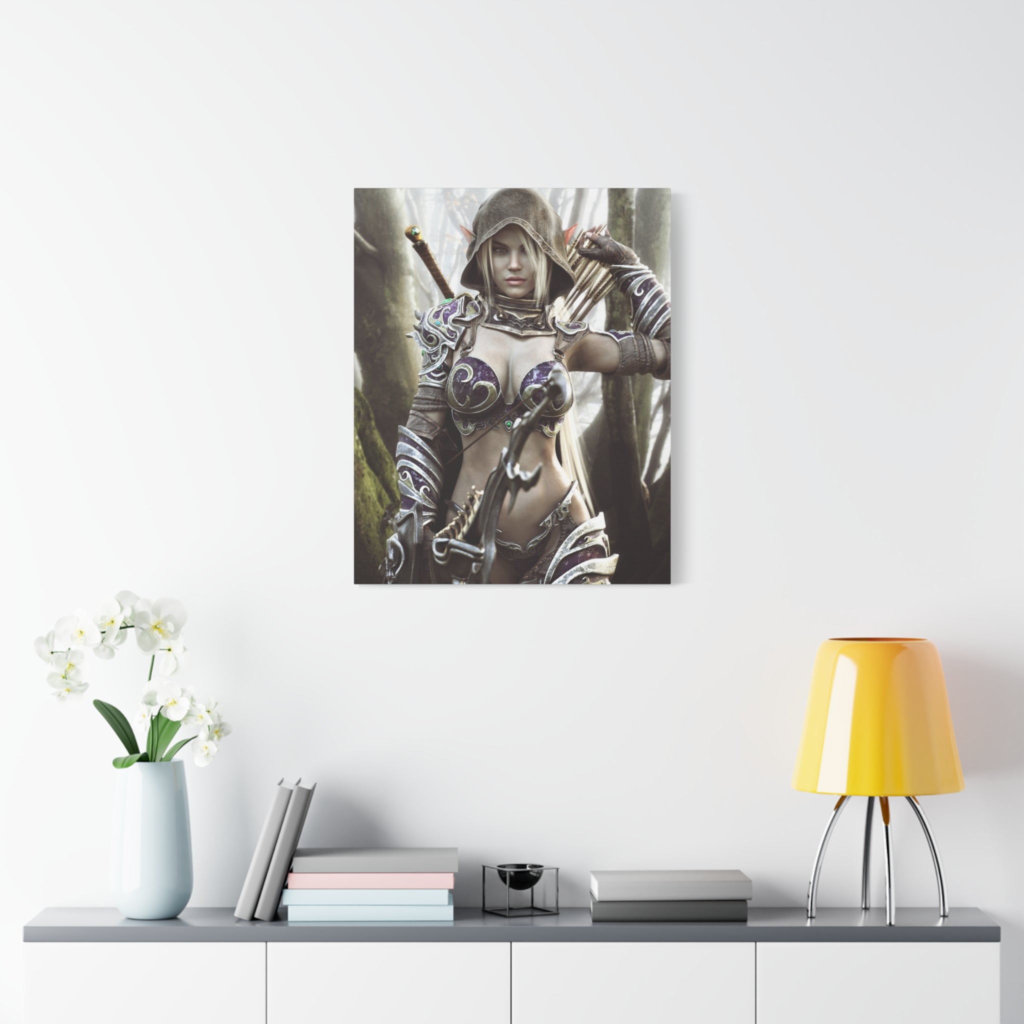Fantasy Archer Warrior Canvas Print — Matte Stretched Wall Art- No AI- Human created illustration art