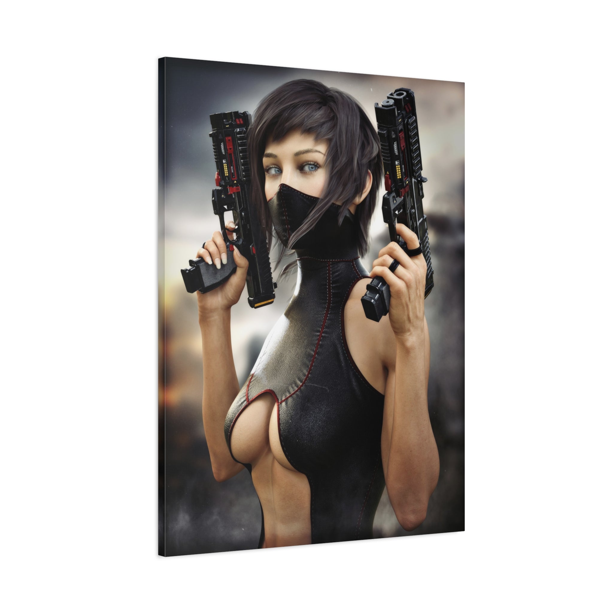 Futuristic Assassin Matte Canvas Wall Art - No Ai- Human created illustration art