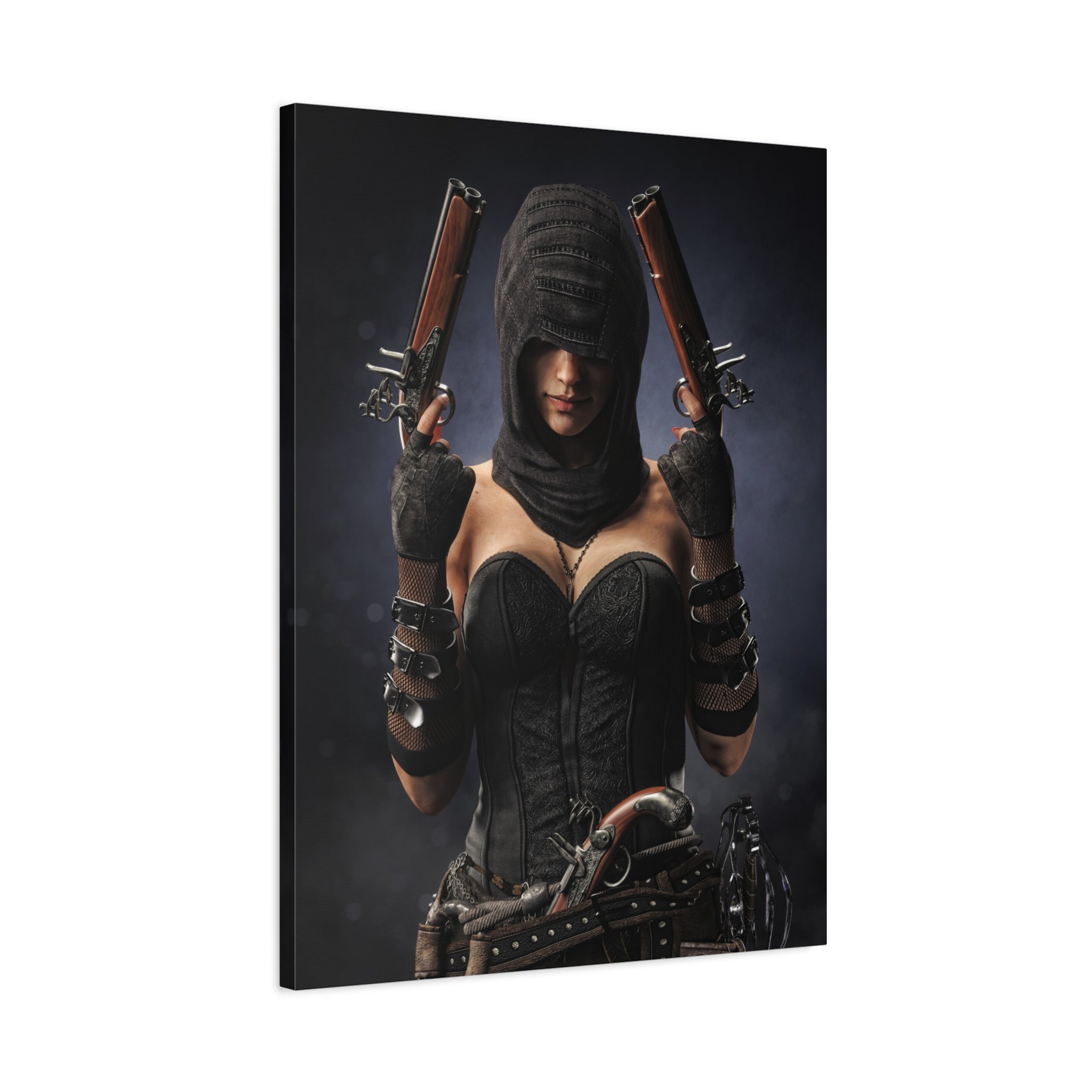 Pirate Assassin Matte Canvas Print — Hooded Female  Wall Art- No Ai- Human created illustration art