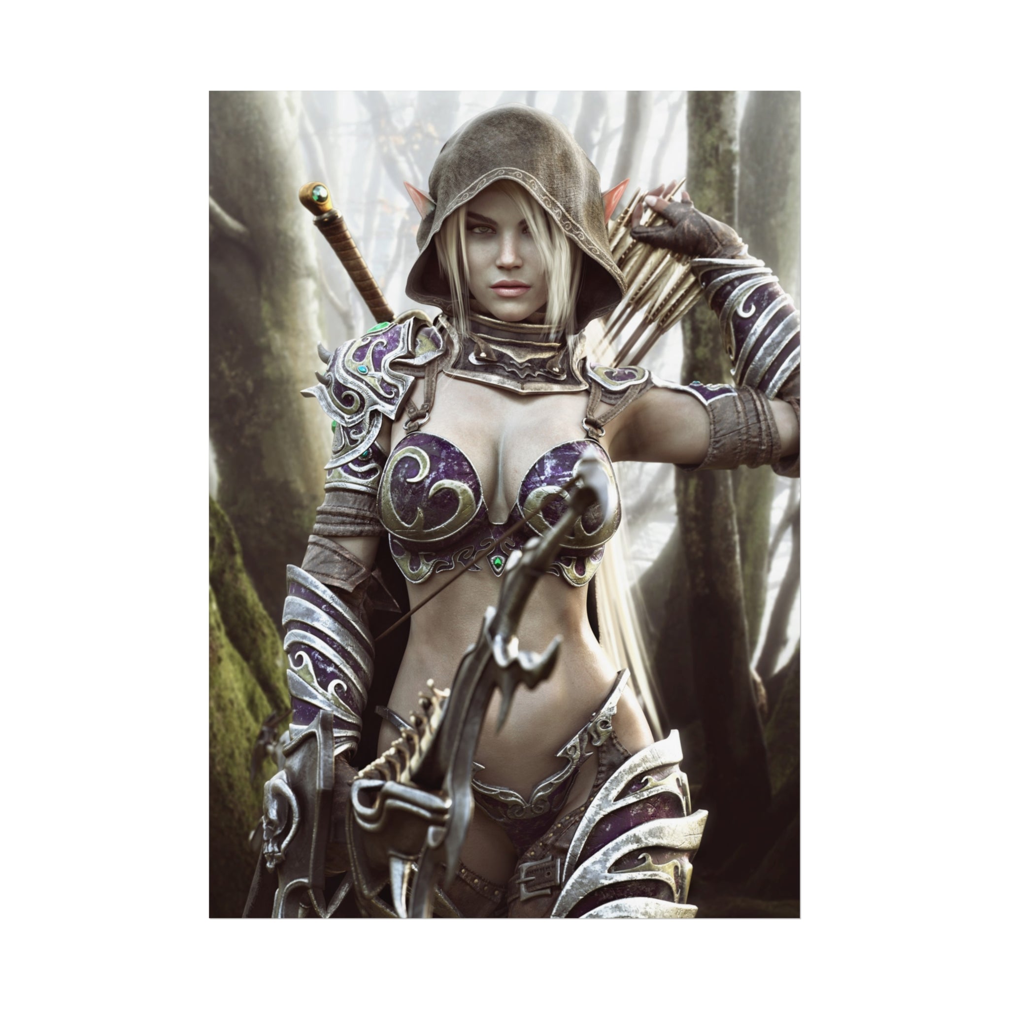 Fantasy Archer Warrior Fine Art Poster — Female Ranger Wall Art for Gamers & RPG Fans
