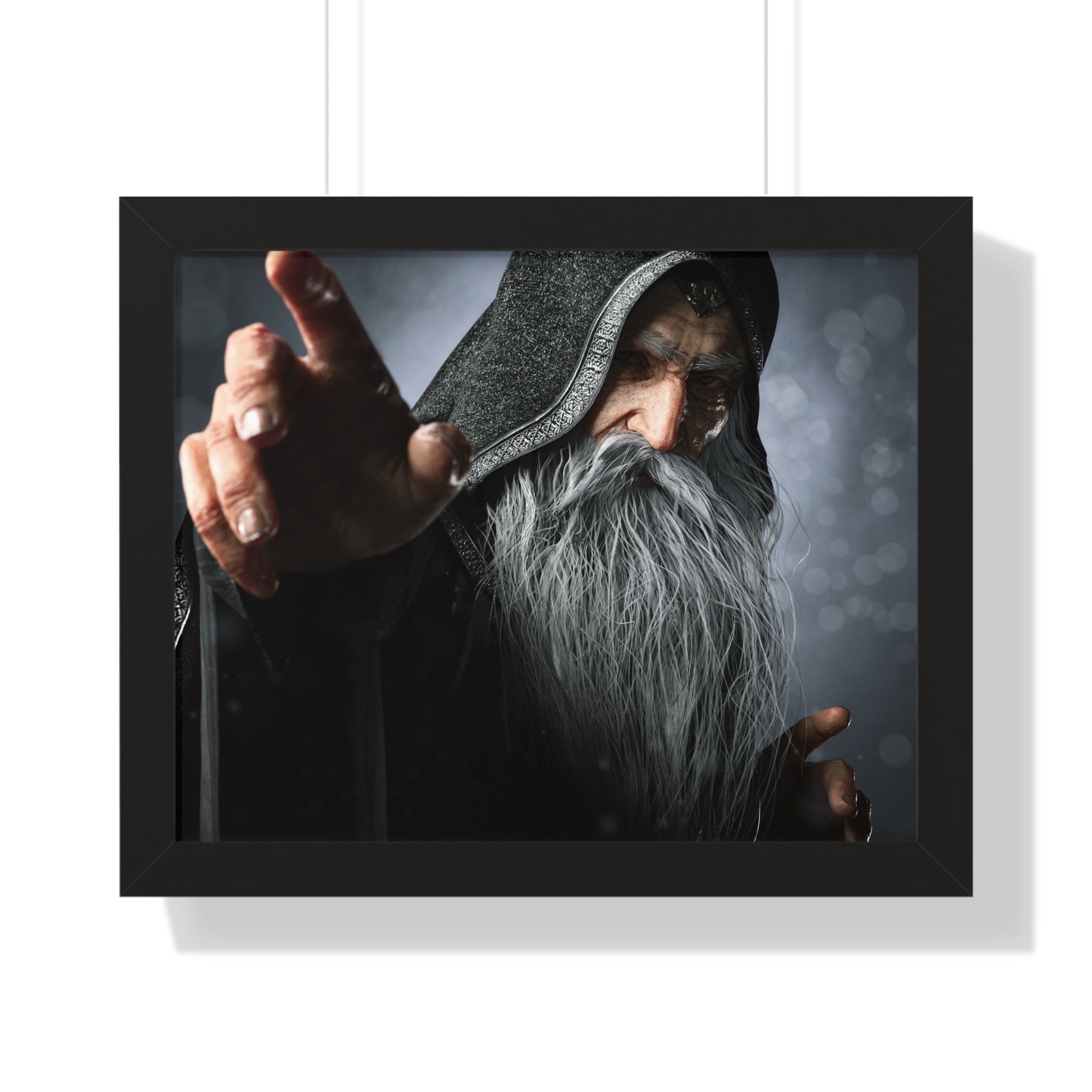 Framed Poster — Mystical Hooded Wizard Art Print - No AI - Human created illustration art
