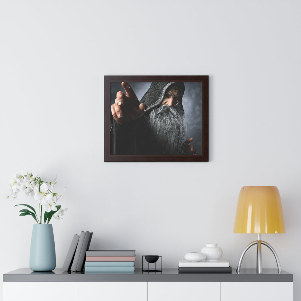 Framed Poster — Mystical Hooded Wizard Art Print - No AI - Human created illustration art