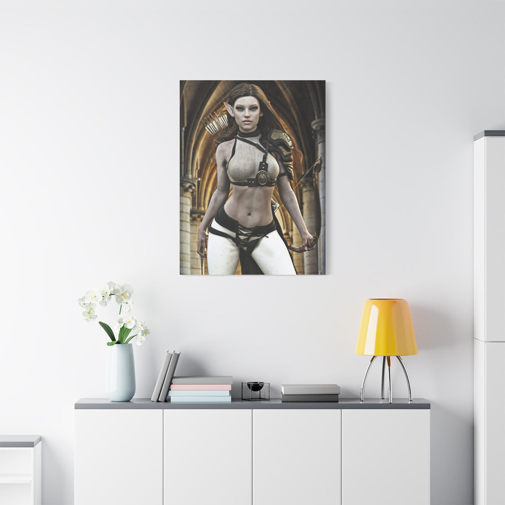 Fantasy Elven Archer Canvas Print – Warrior Elf Wall Art- No AI- Human created illustraion art
