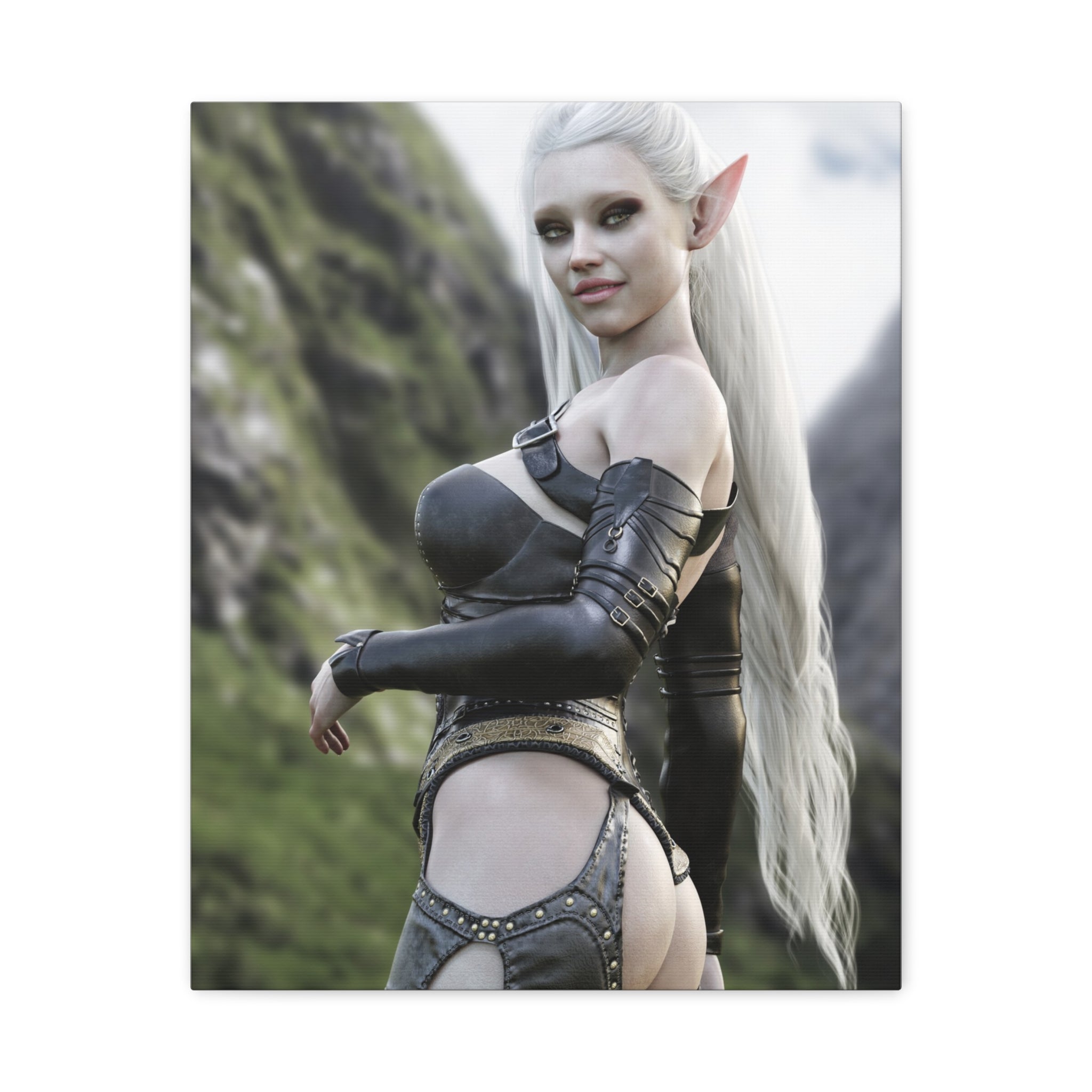 Fantasy Elf Warrior Canvas Print — Matte Stretched Wall Art- No AI - Human created illustration art
