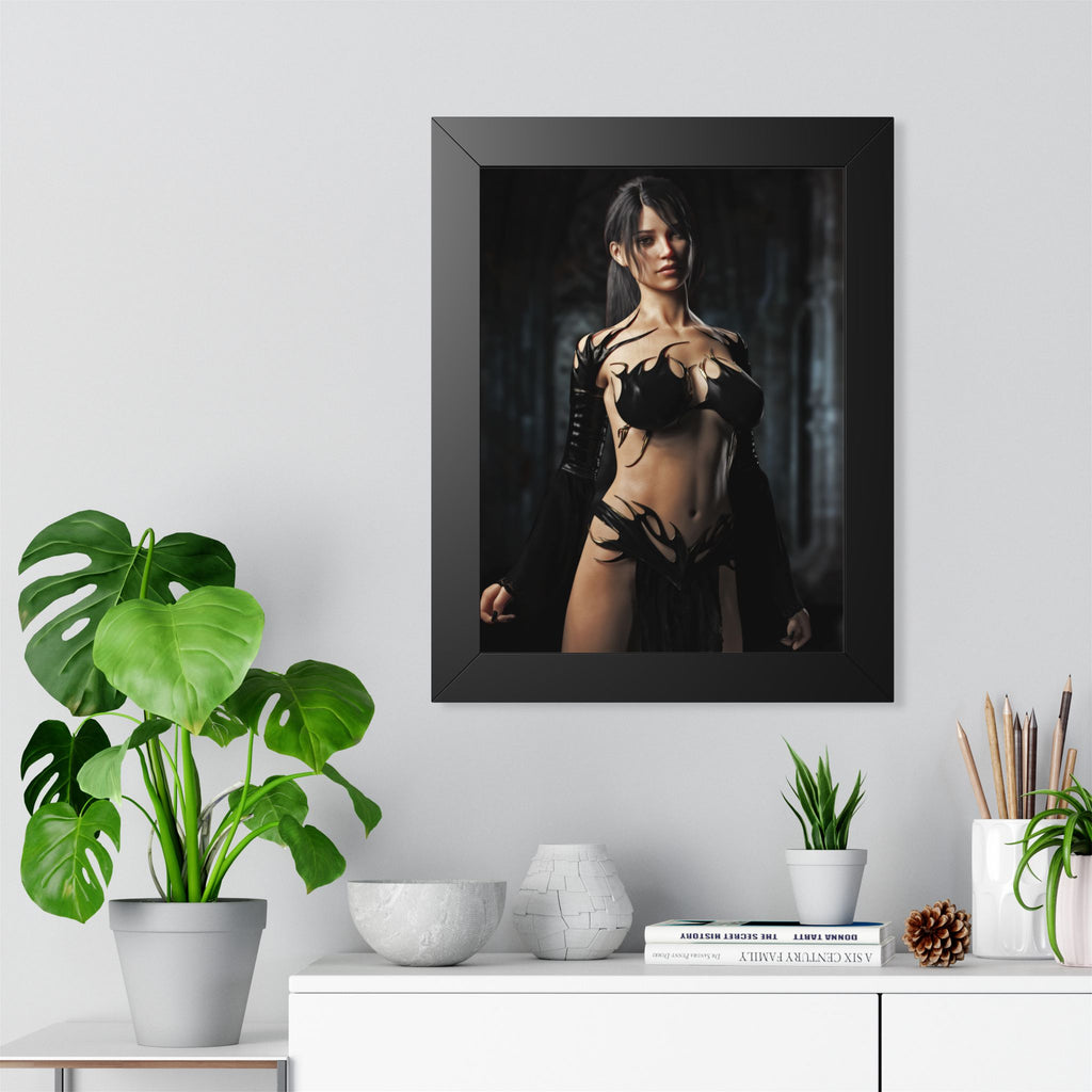 Framed Poster — Dark Fantasy Sorceress Woman Art Print- No AI- Human created illustration art