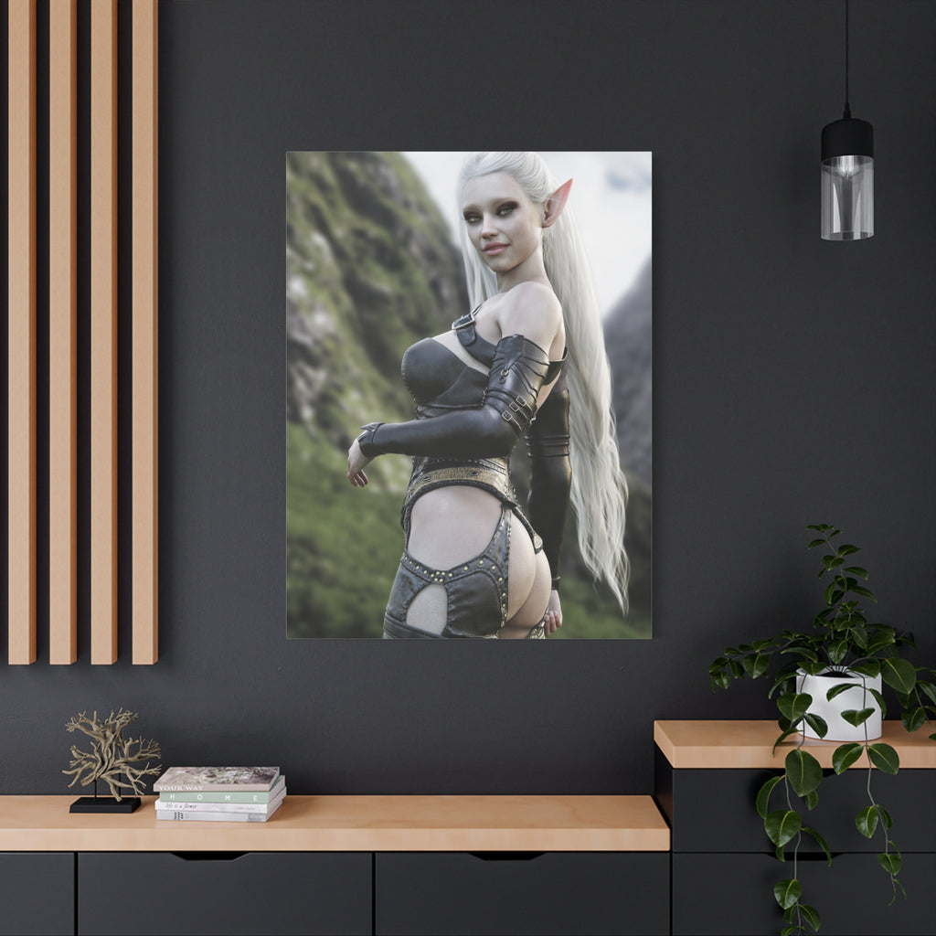 Fantasy Elf Warrior Canvas Print — Matte Stretched Wall Art- No AI - Human created illustration art