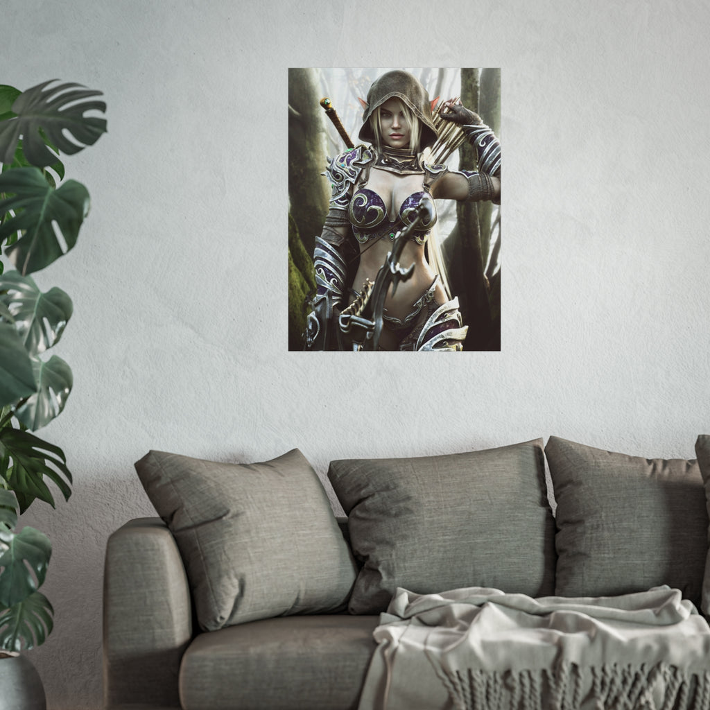 Fantasy Archer Warrior Fine Art Poster — Female Ranger Wall Art for Gamers & RPG Fans