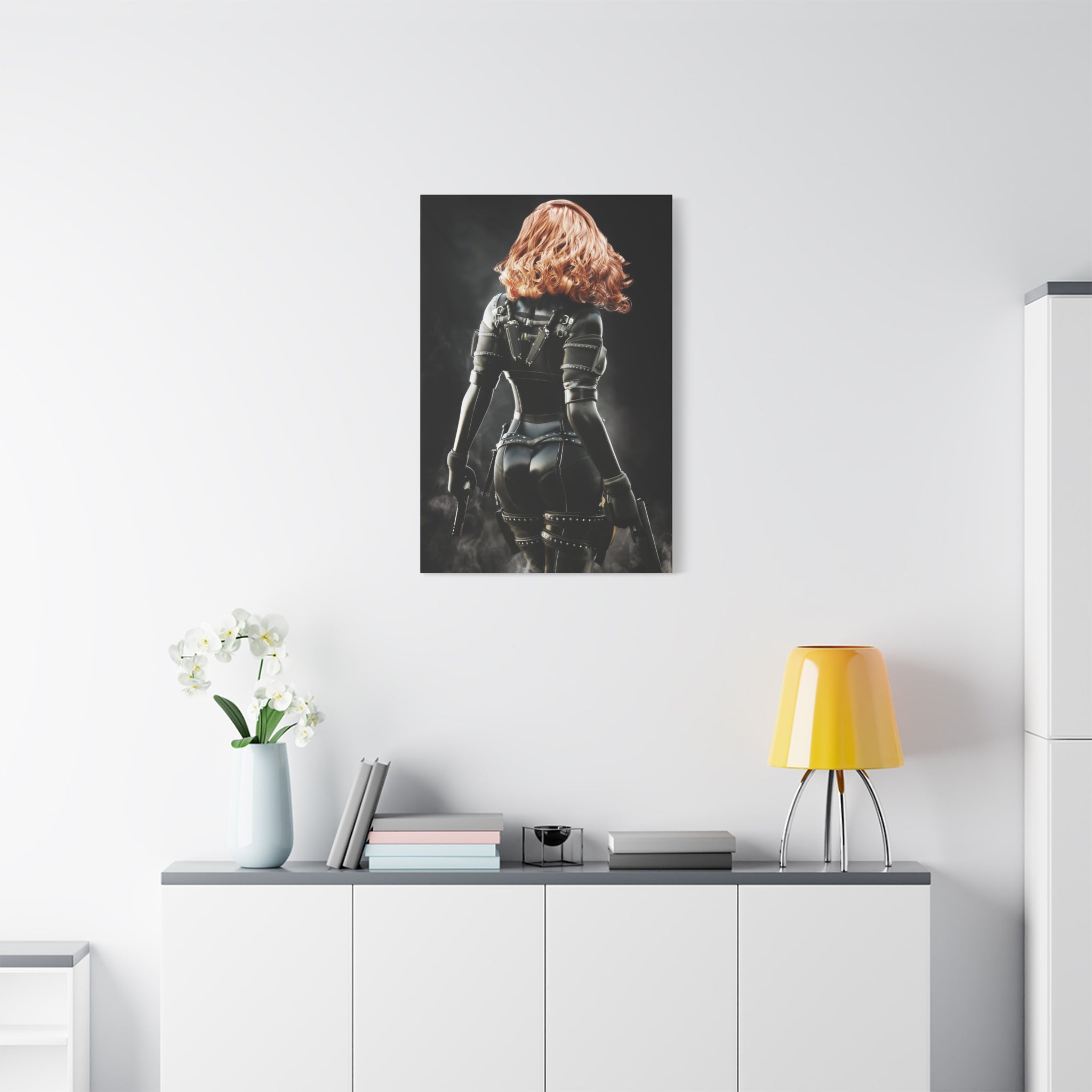 Black Widow Inspired Matte Canvas Art — Female Assassin Poster, Stretched 1.25" - No AI - human created illustration art