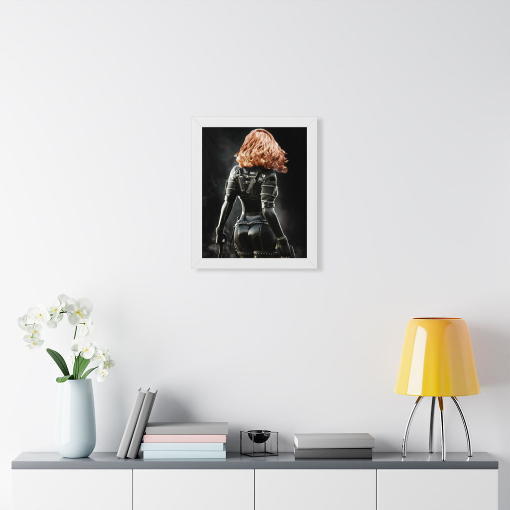 Black Widow-Inspired Framed Poster — Female Superhero Art Print (Vertical) - No AI- human created illustration art