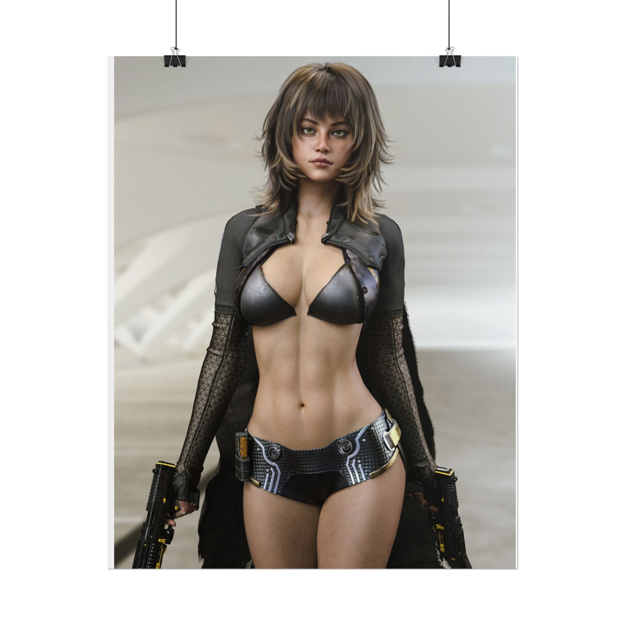 Futuristic Femme Fatale Sci‑Fi Poster — Rolled Art Print