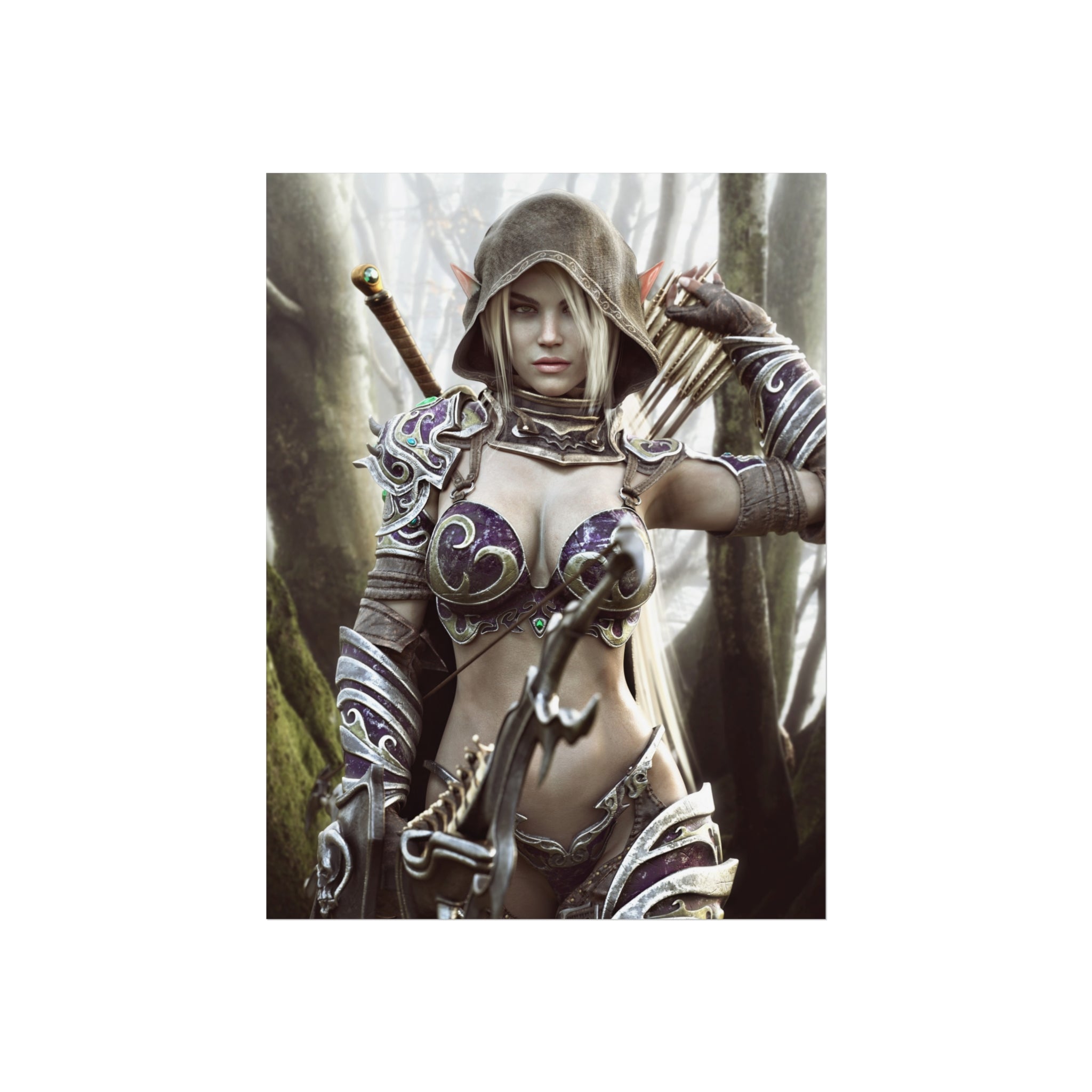 Fantasy Archer Warrior Fine Art Poster — Female Ranger Wall Art for Gamers & RPG Fans