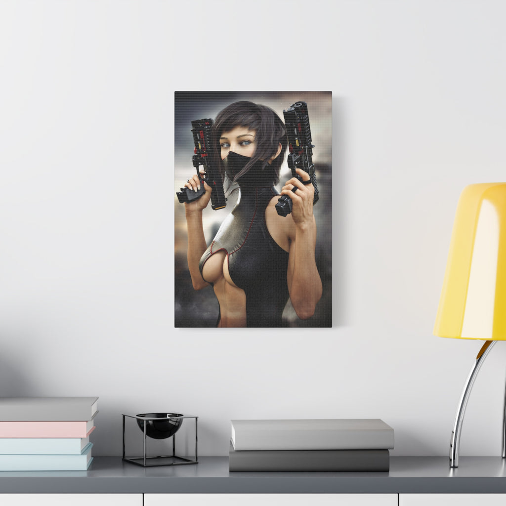 Futuristic Assassin Matte Canvas Wall Art - No Ai- Human created illustration art
