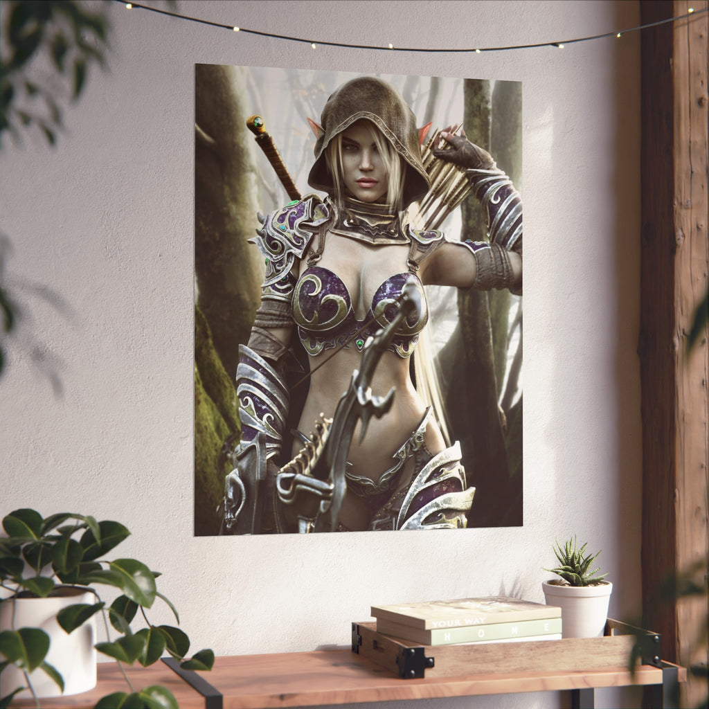 Fantasy Archer Warrior Fine Art Poster — Female Ranger Wall Art for Gamers & RPG Fans