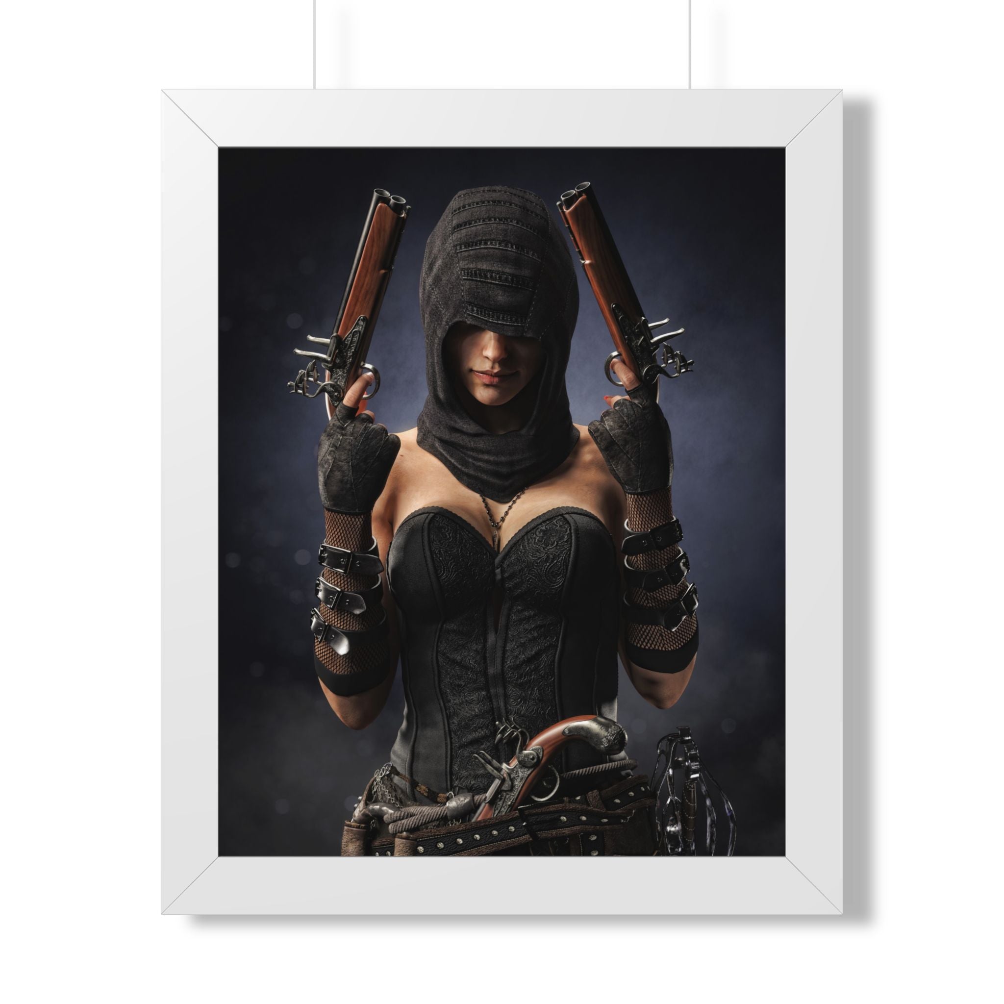 Póster enmarcado — Lámina artística "Pirata Asesino Pícaro Oscuro" (Vertical) - Sin IA - Ilustración creada por humanos