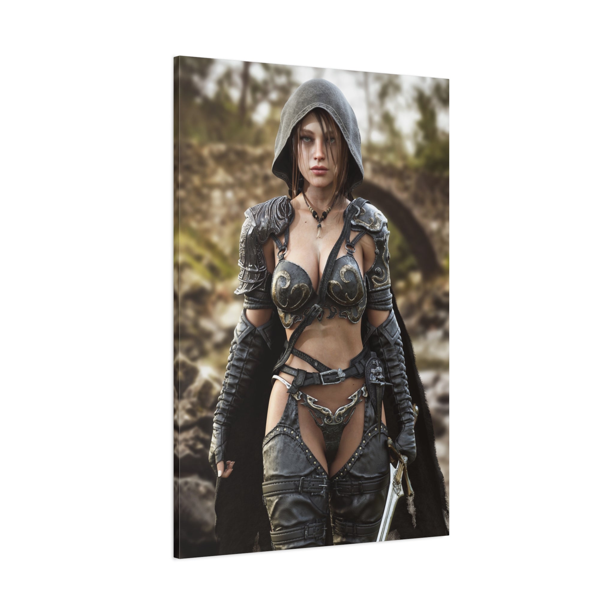 Fantasy Warrior Woman Matte Canvas Print - No AI- Human created illustration art
