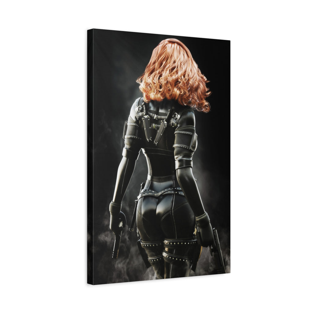 Black Widow Inspired Matte Canvas Art — Female Assassin Poster, Stretched 1.25" - No AI - human created illustration art