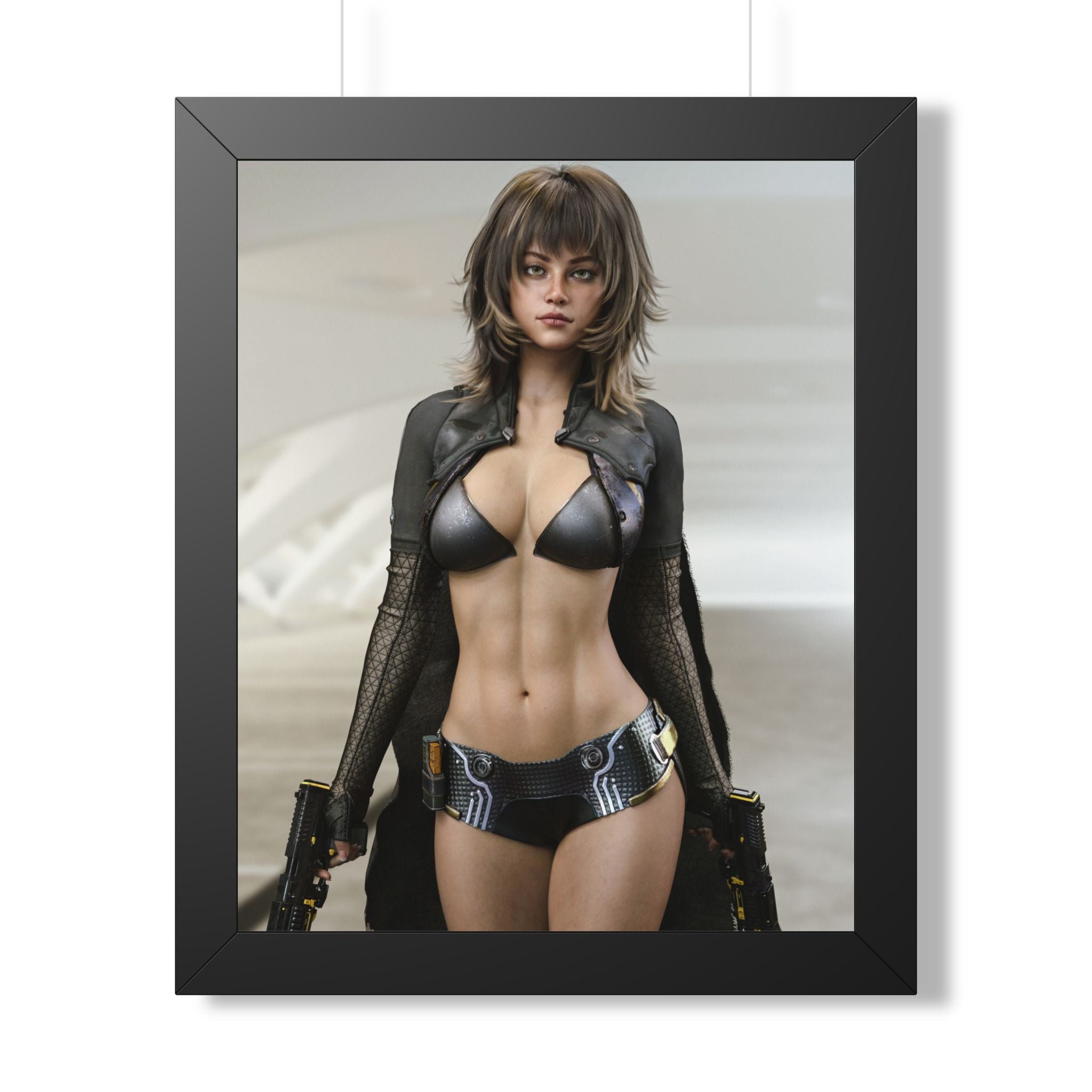 Framed Poster — Futuristic Female Warrior Art Print
