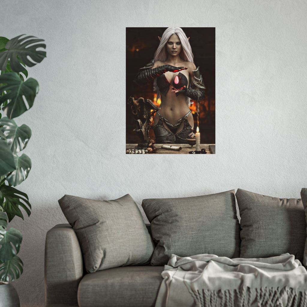 Fantasy Sorceress Art Poster — Dark Magic Goddess Wall Print - No AI - Human generated
