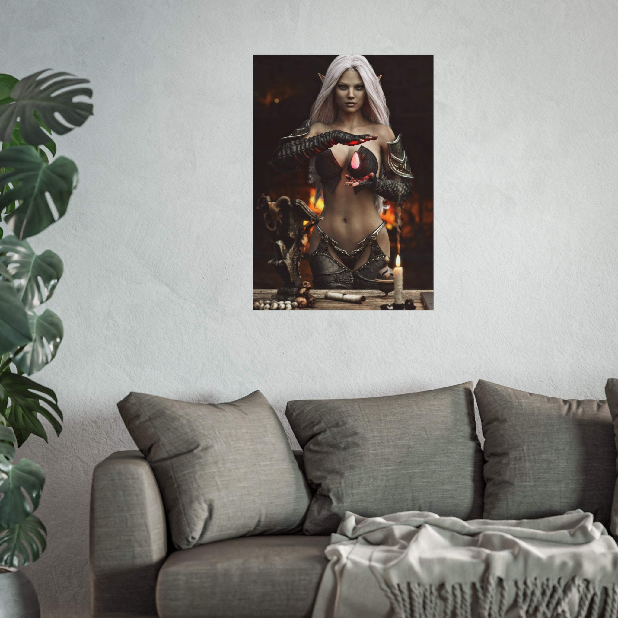 Fantasy Sorceress Art Poster — Dark Magic Goddess Wall Print - No AI - Human generated