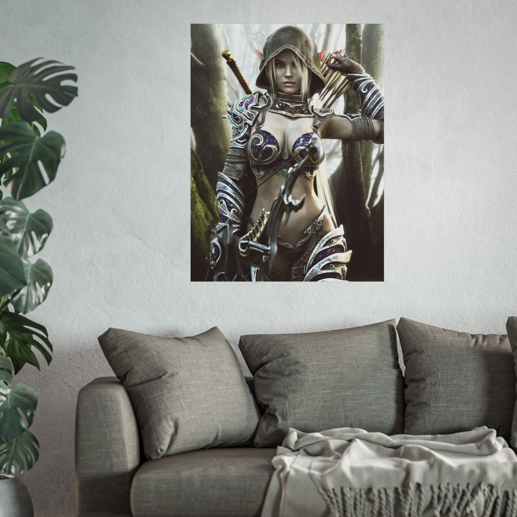 Fantasy Archer Warrior Fine Art Poster — Female Ranger Wall Art for Gamers & RPG Fans