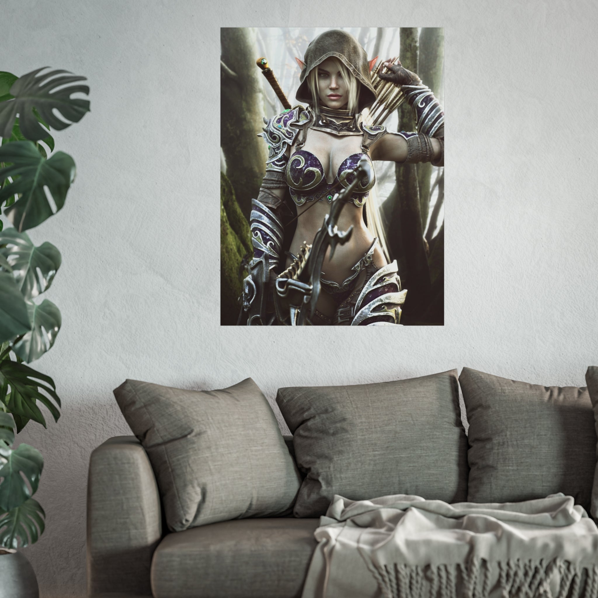 Fantasy Archer Warrior Fine Art Poster — Female Ranger Wall Art for Gamers & RPG Fans