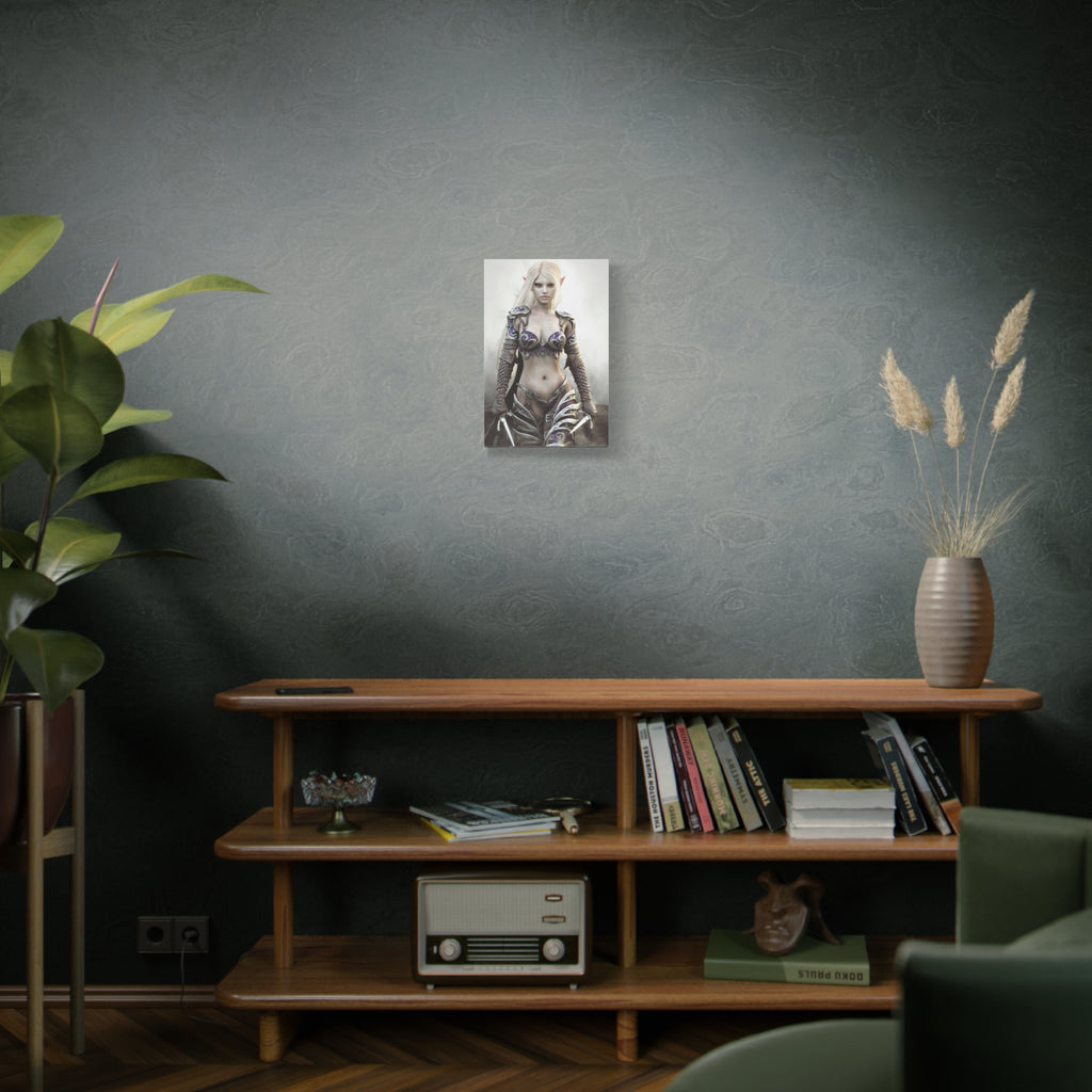 Dark Elf Warrior Fantasy Canvas Print — Matte Stretched Wall Art - No AI- Human created illustration art