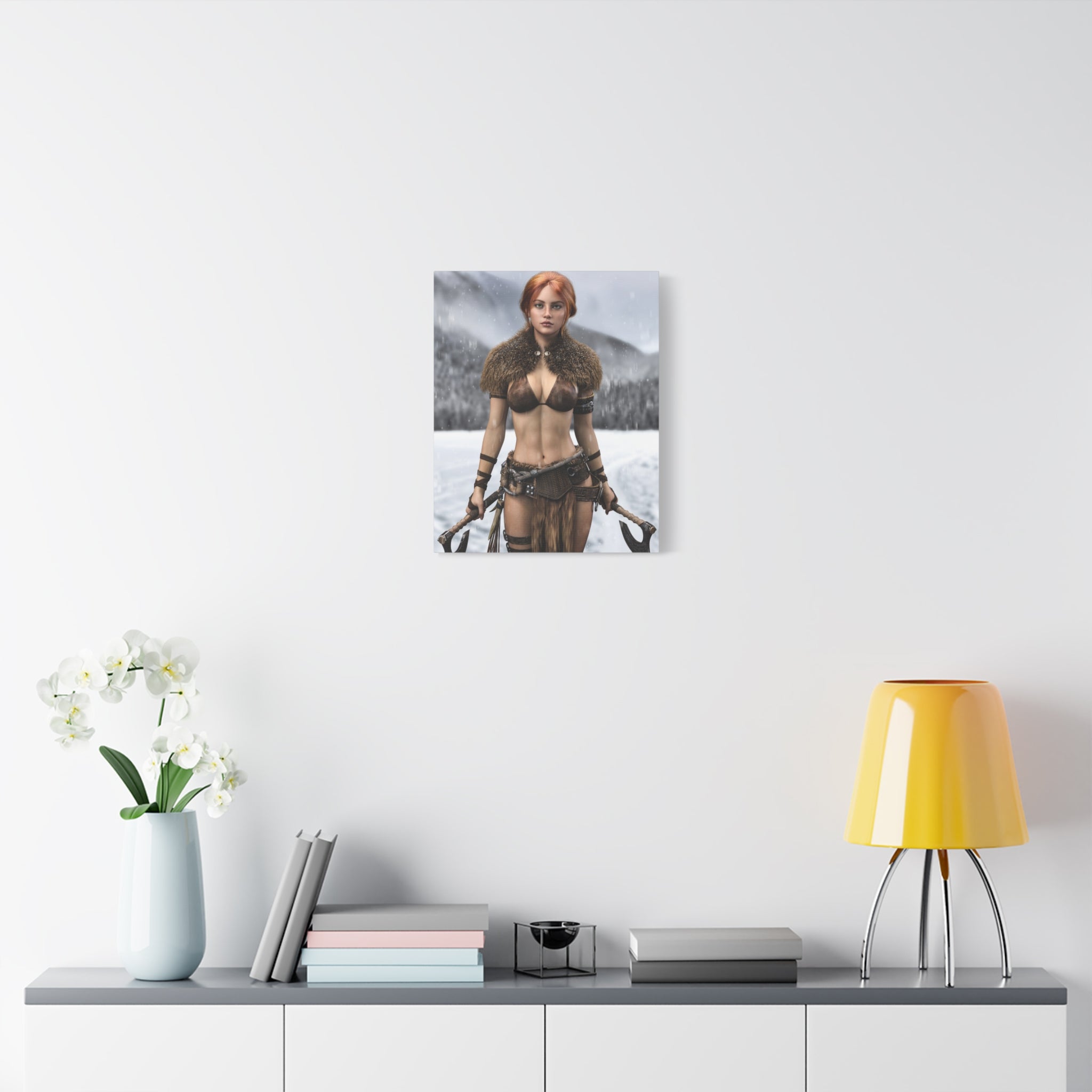 Viking Shieldmaiden Canvas Print — Matte Stretched Wall Art- No AI - Human created illustration art