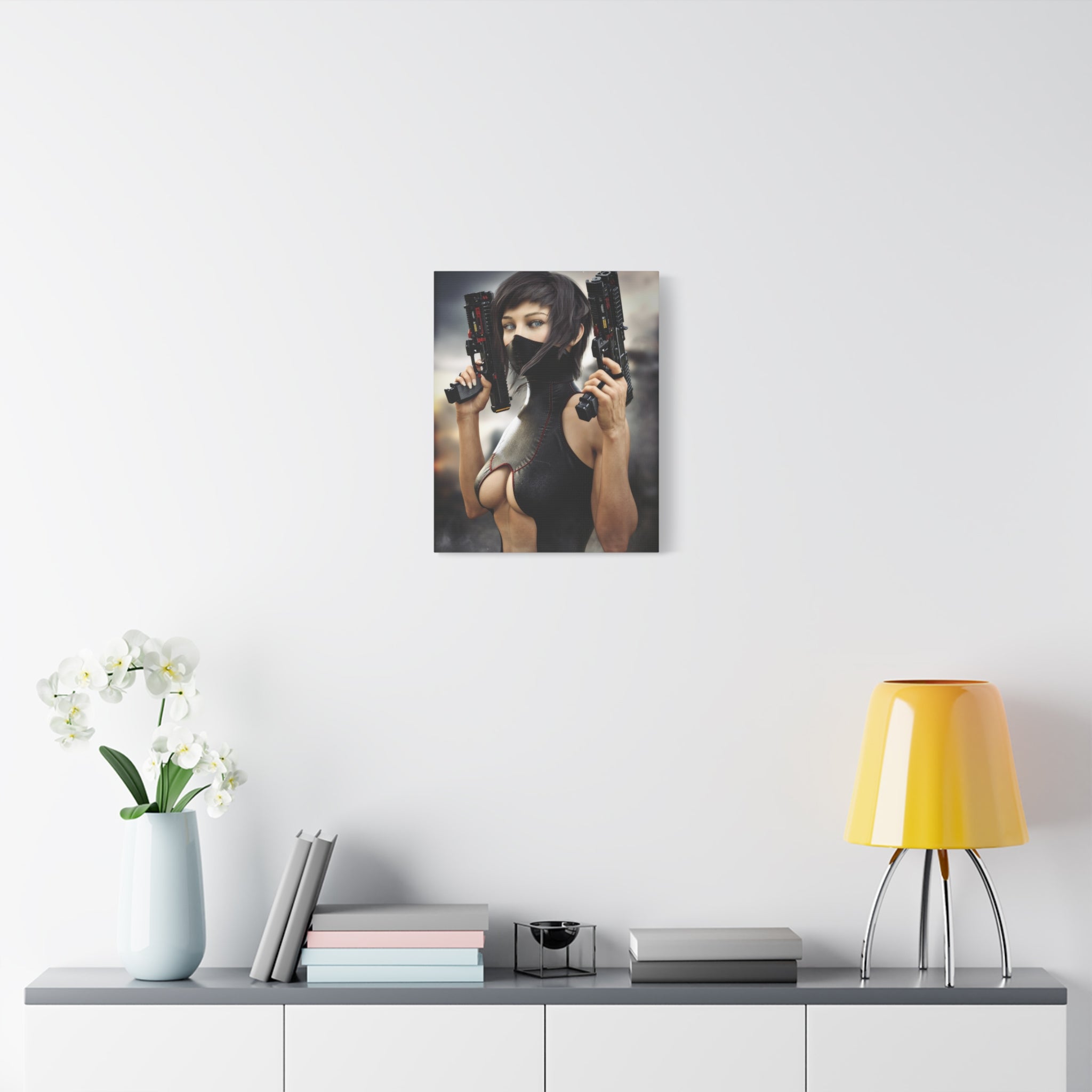 Futuristic Assassin Matte Canvas Wall Art - No Ai- Human created illustration art