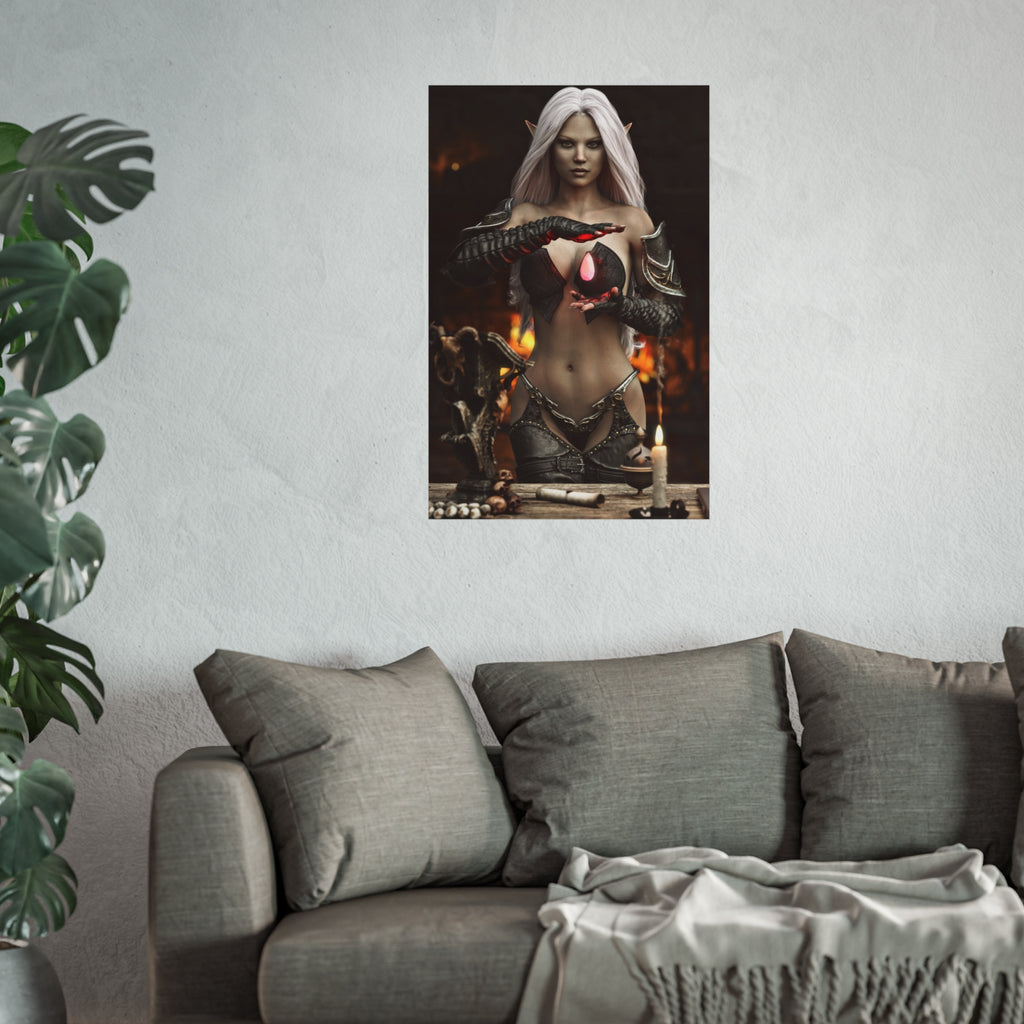 Fantasy Sorceress Art Poster — Dark Magic Goddess Wall Print - No AI - Human generated