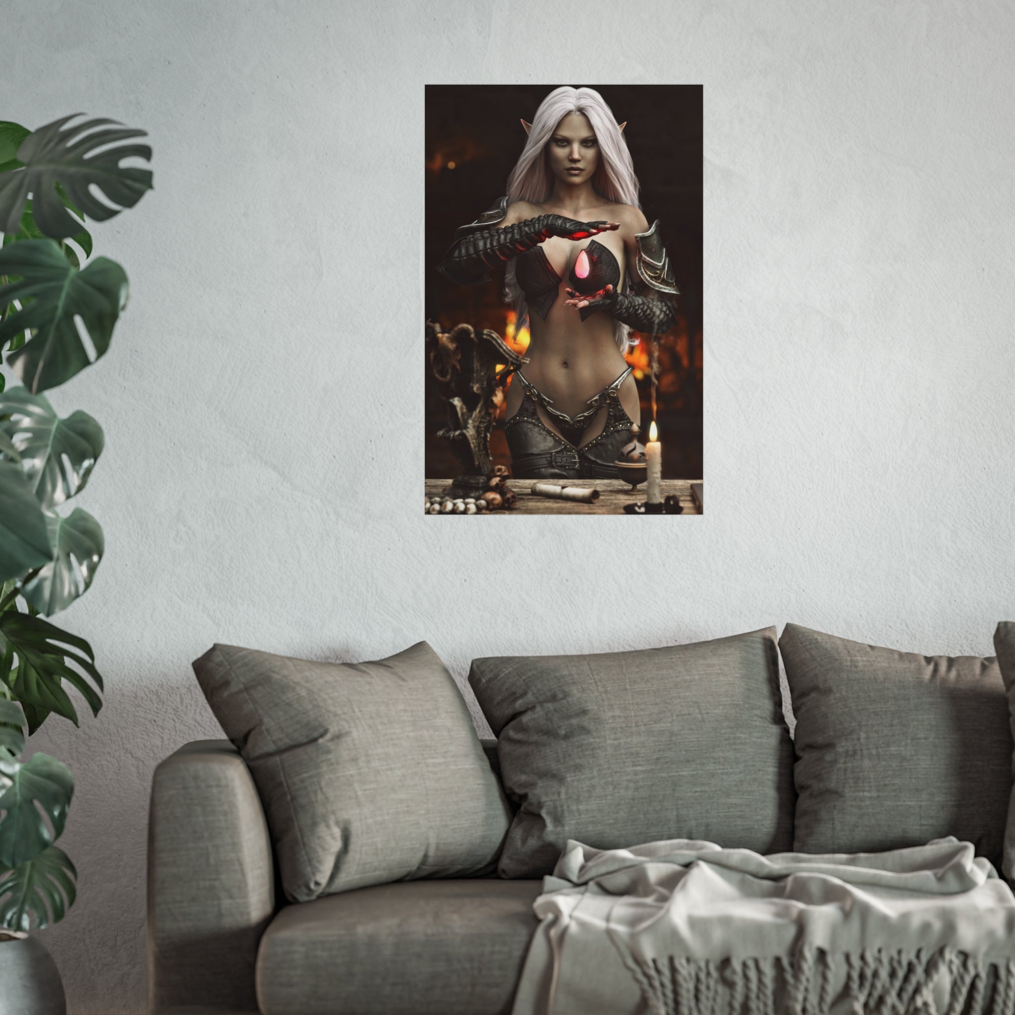 Fantasy Sorceress Art Poster — Dark Magic Goddess Wall Print - No AI - Human generated