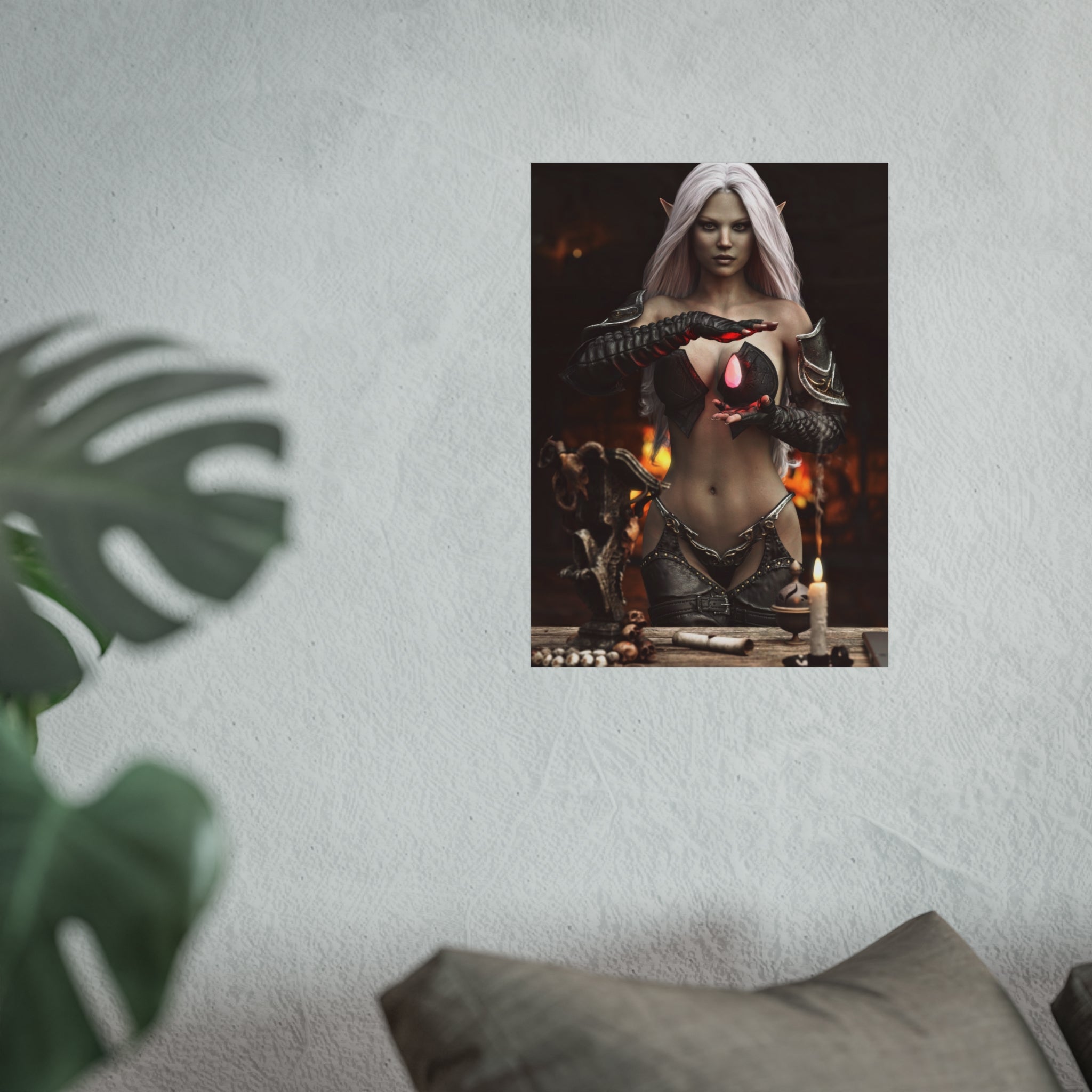 Fantasy Sorceress Art Poster — Dark Magic Goddess Wall Print - No AI - Human generated