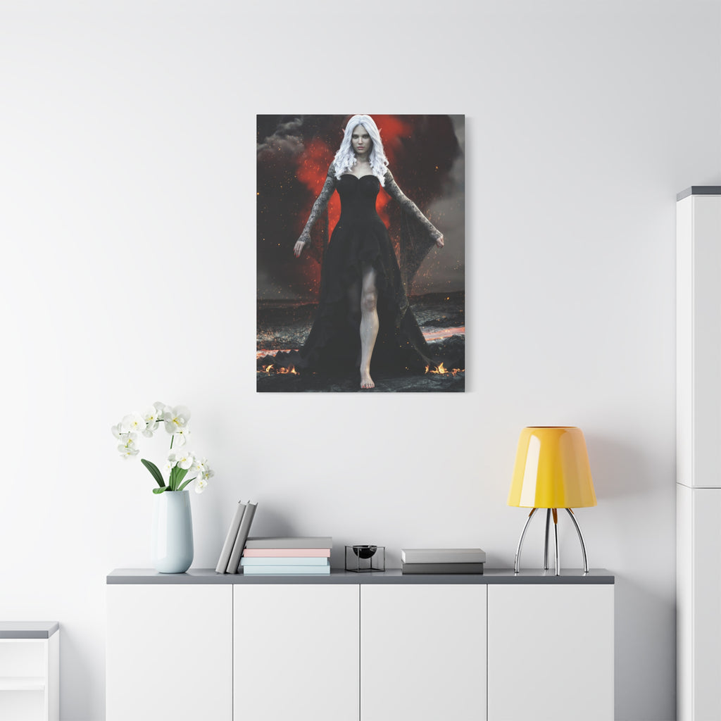 Dark Sorceress Canvas Print – Gothic Fantasy Wall Art- No AI- Human created illustration art