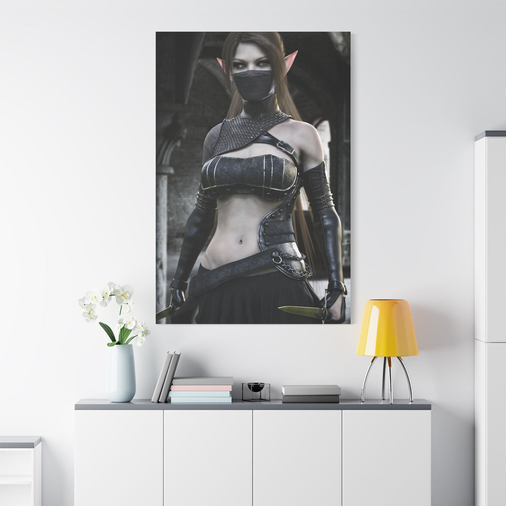 Fantasy Elven Rogue Matte Canvas Print — Stretched 1.25" - No AI- Human created illustration art