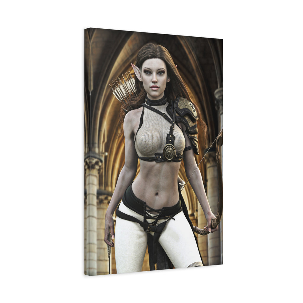 Fantasy Elven Archer Canvas Print – Warrior Elf Wall Art- No AI- Human created illustraion art