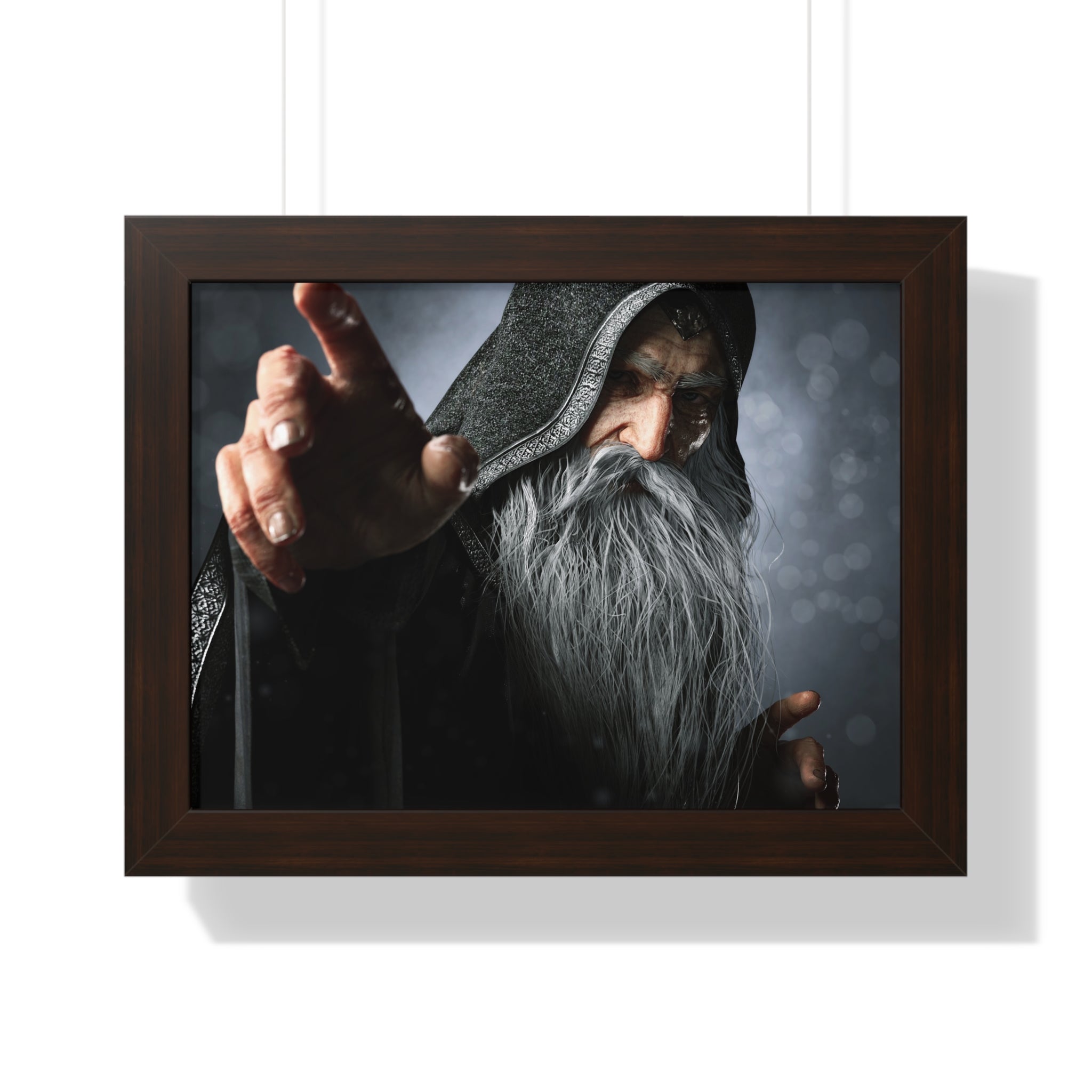 Framed Poster — Mystical Hooded Wizard Art Print - No AI - Human created illustration art