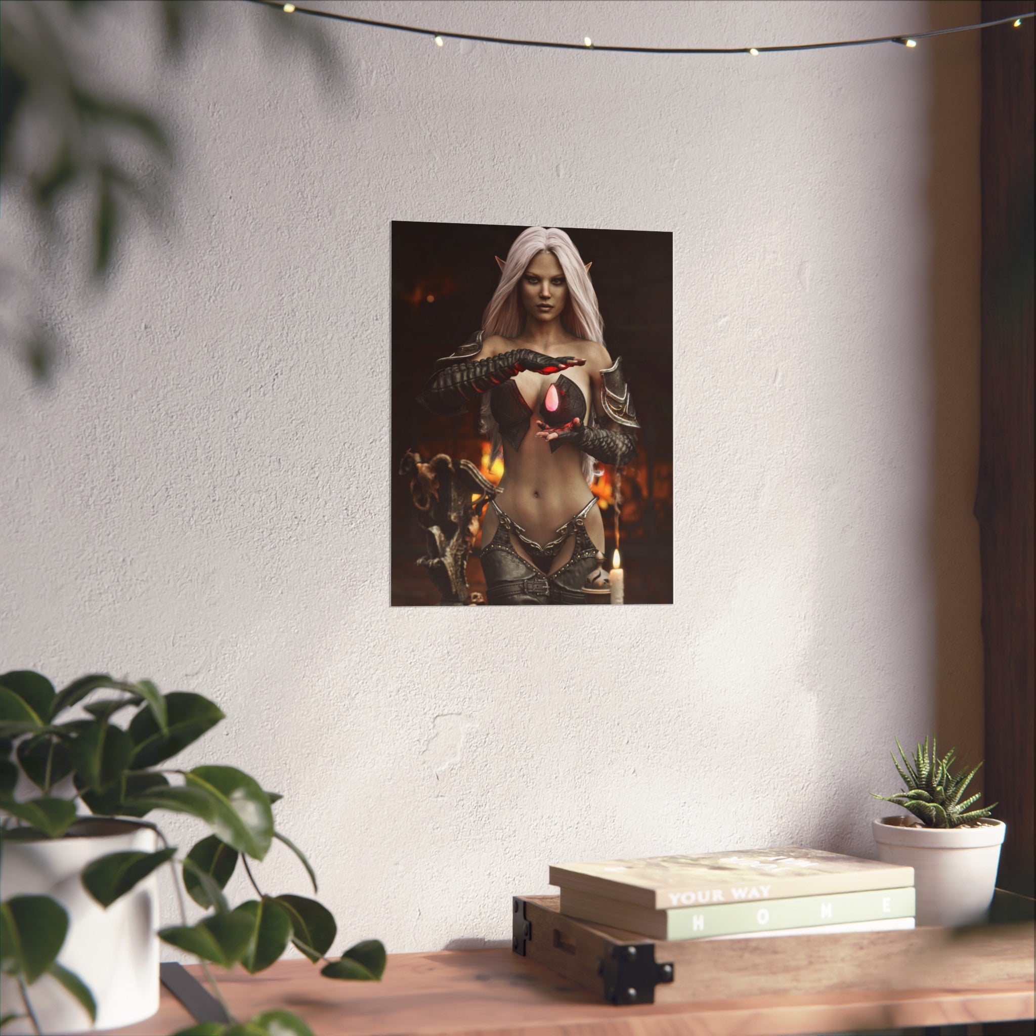 Fantasy Sorceress Art Poster — Dark Magic Goddess Wall Print - No AI - Human generated