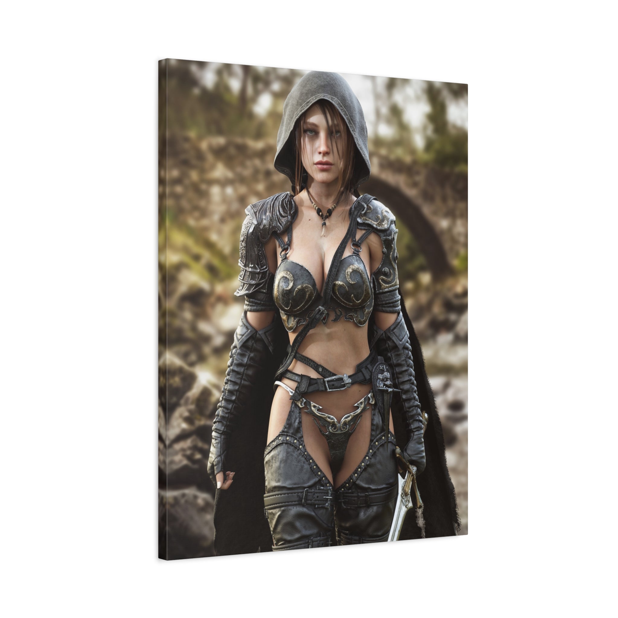 Fantasy Warrior Woman Matte Canvas Print - No AI- Human created illustration art