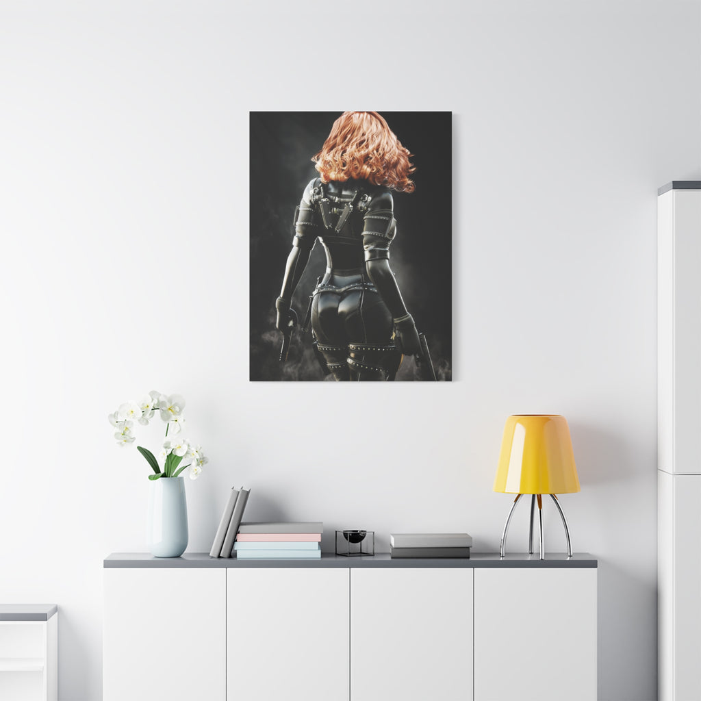 Black Widow Inspired Matte Canvas Art — Female Assassin Poster, Stretched 1.25" - No AI - human created illustration art