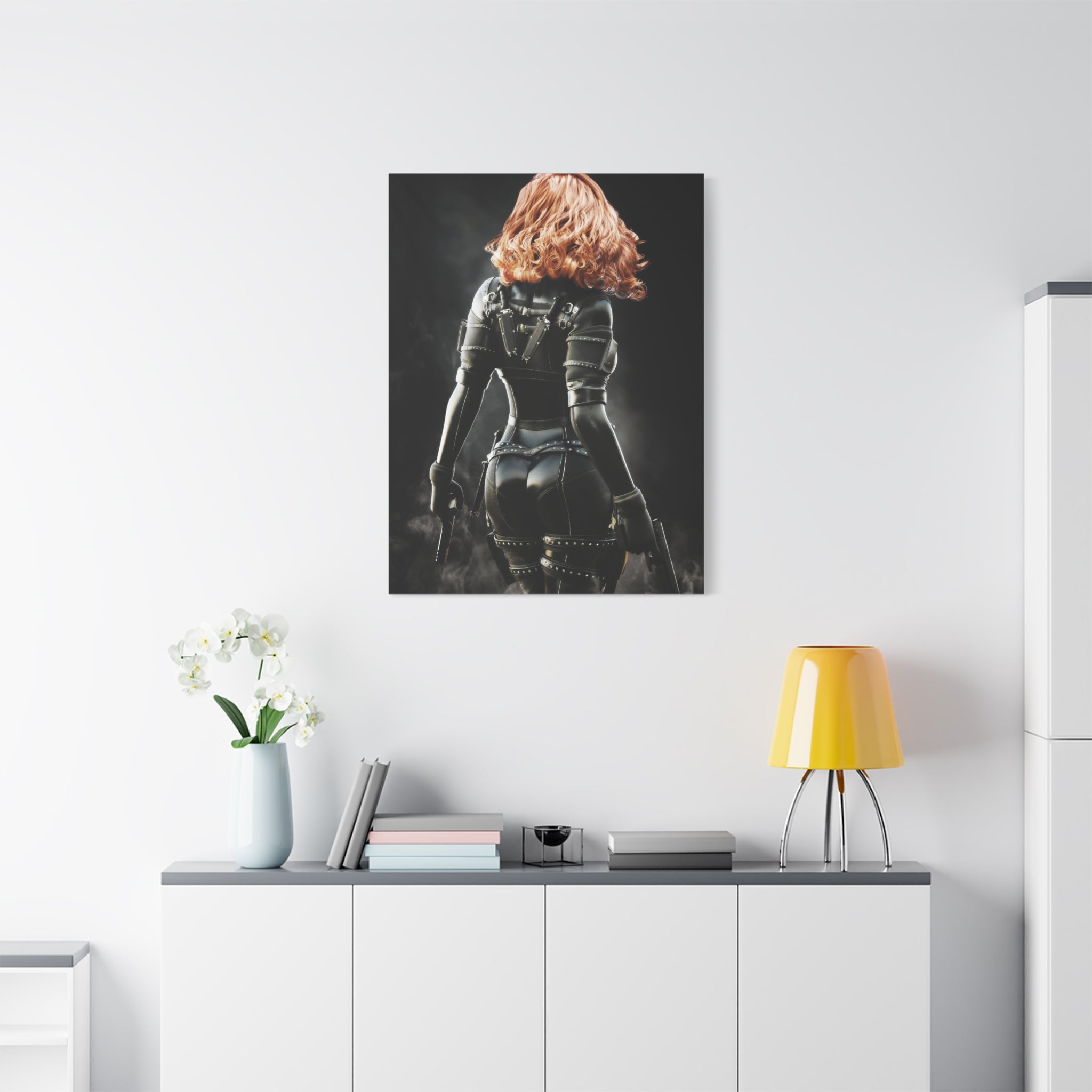 Black Widow Inspired Matte Canvas Art — Female Assassin Poster, Stretched 1.25" - No AI - human created illustration art