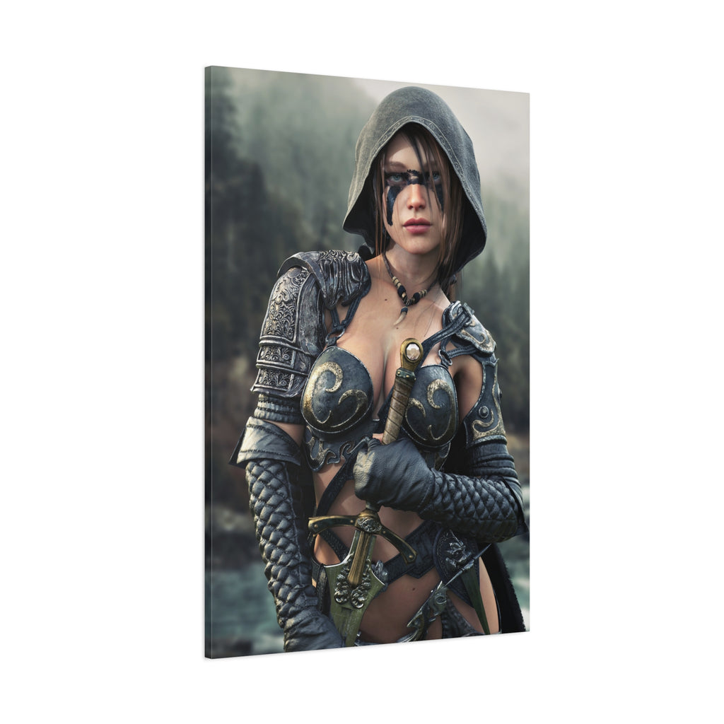 Fantasy Warrior Ranger Woman Matte Canvas Wall Art — Stretched 1.25"- No Ai- Human Created illustration art