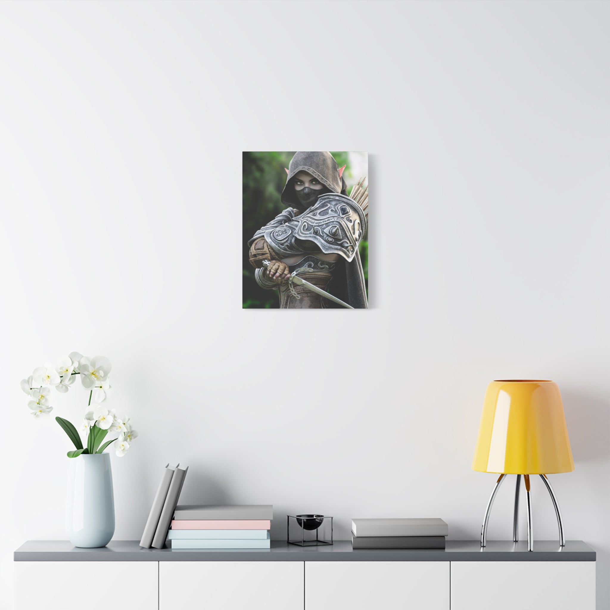 Elven Dark Elf Ranger Canvas Print — Fantasy Drow Archer Matte Stretched Wall Art
