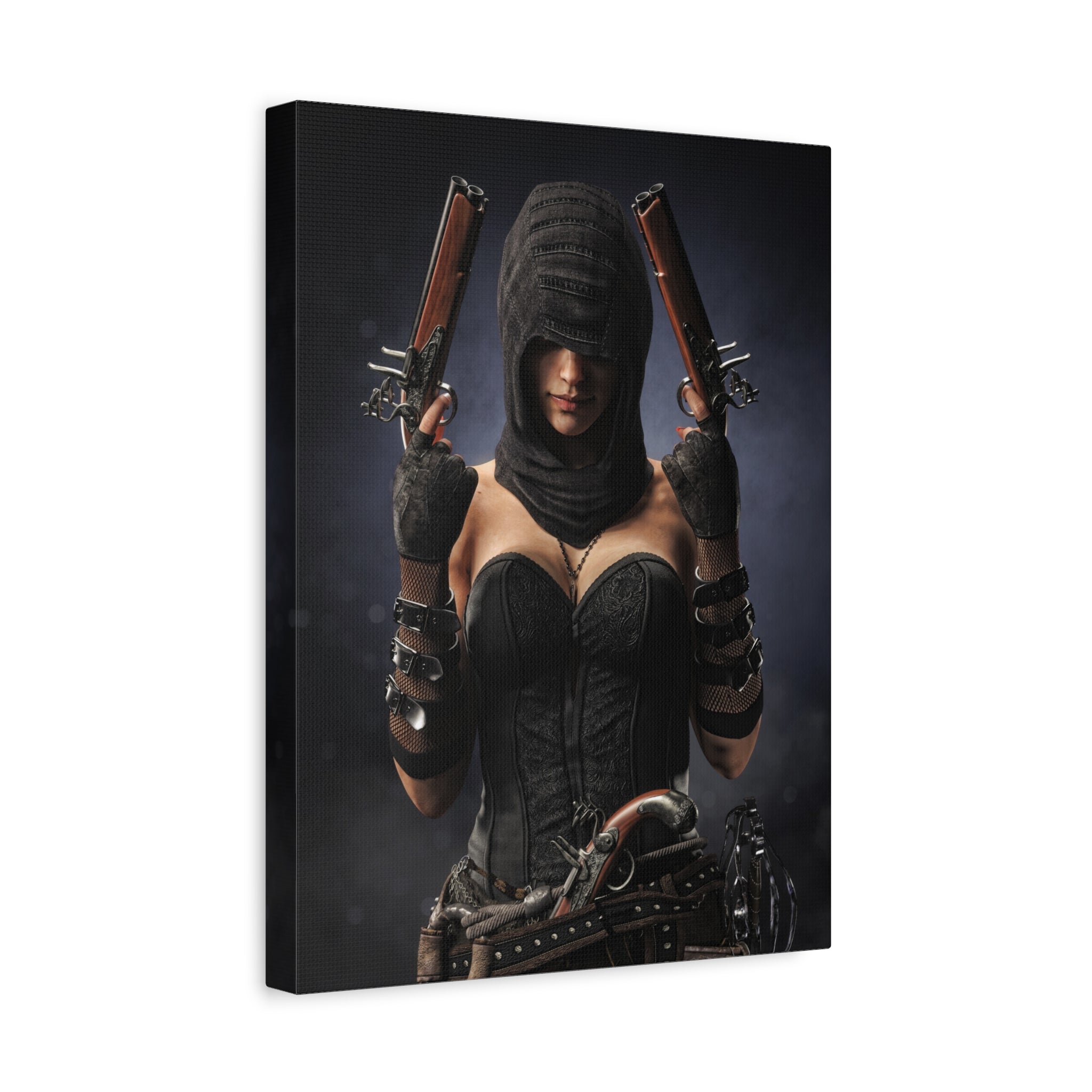Pirate Assassin Matte Canvas Print — Hooded Female  Wall Art- No Ai- Human created illustration art