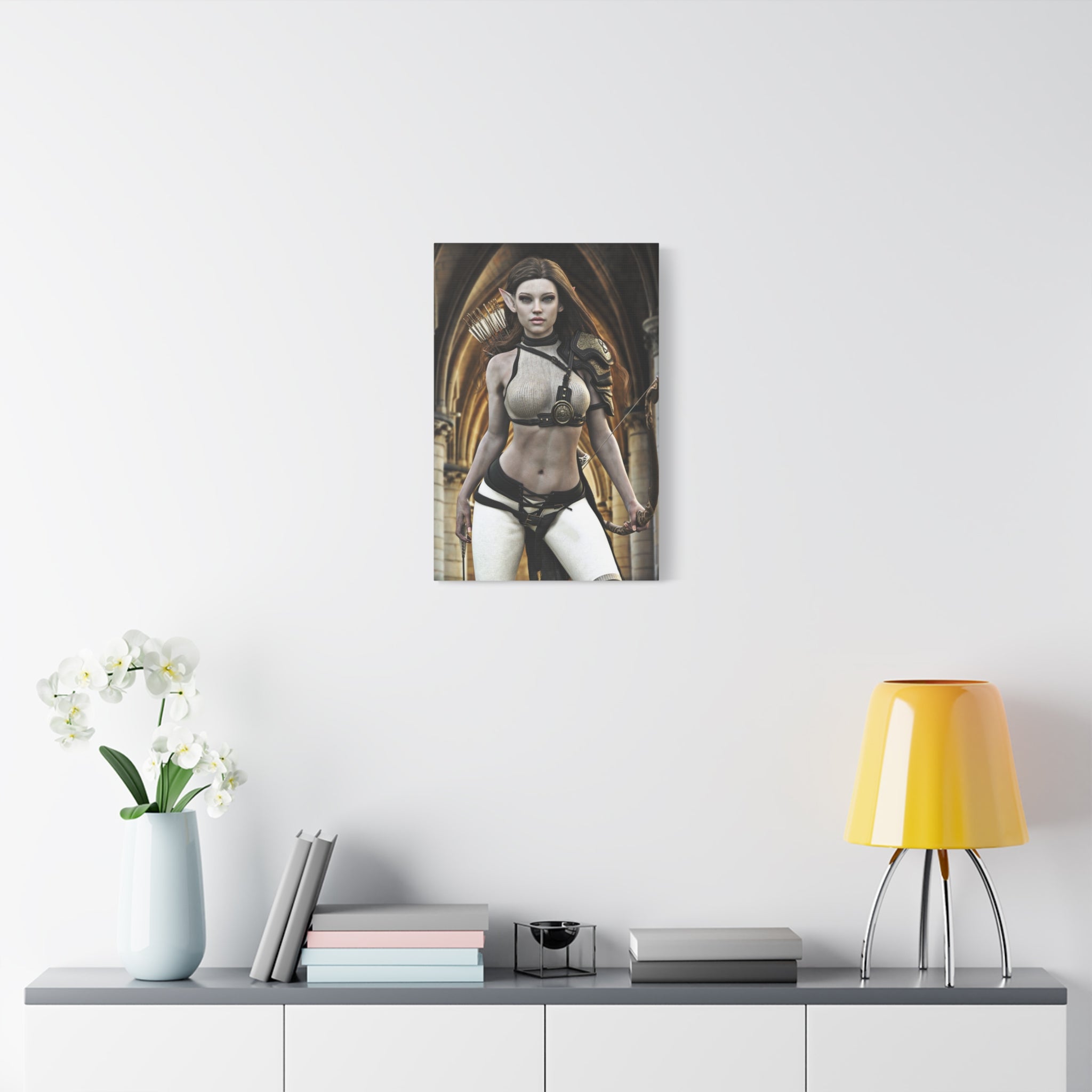 Fantasy Elven Archer Canvas Print – Warrior Elf Wall Art- No AI- Human created illustraion art
