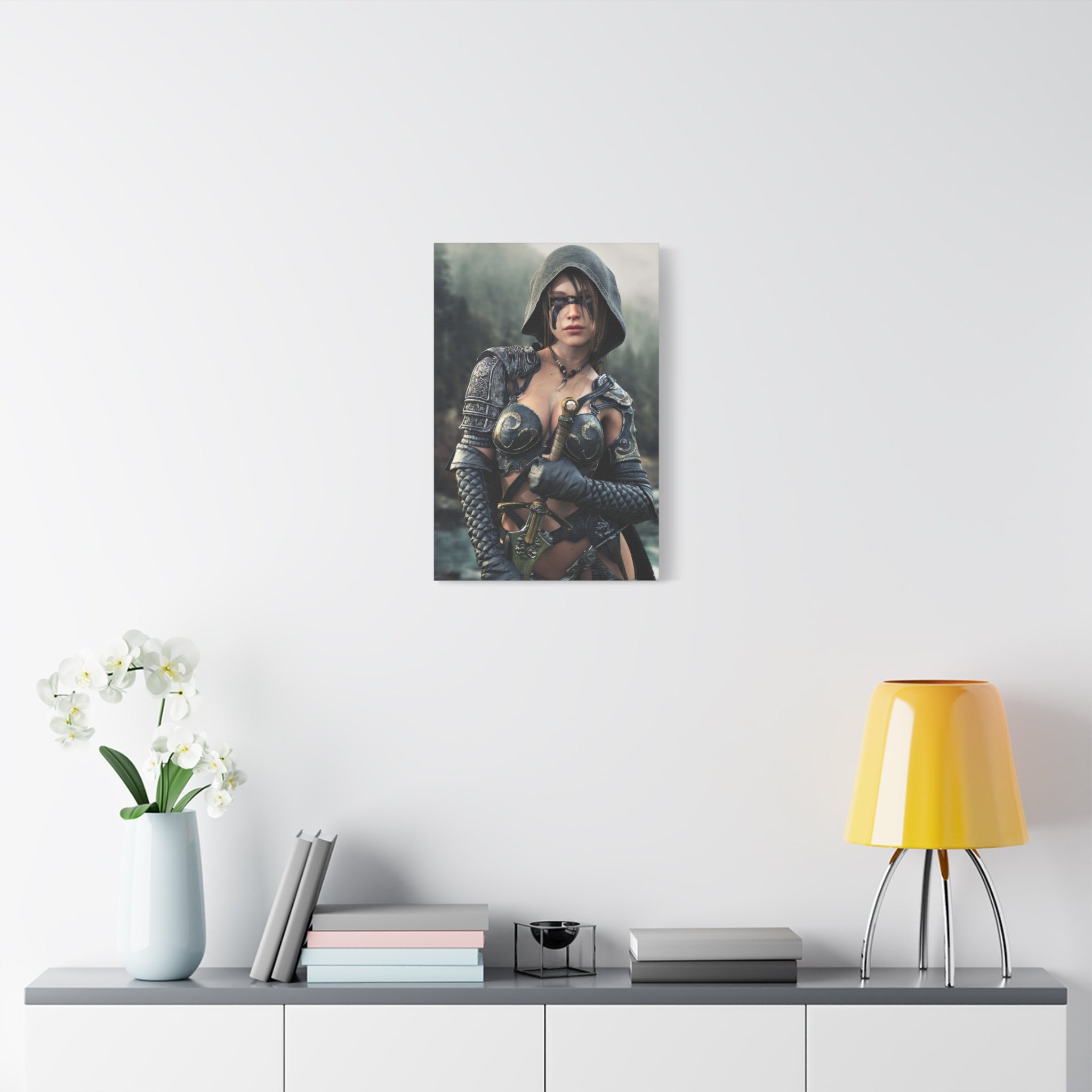 Fantasy Warrior Ranger Woman Matte Canvas Wall Art — Stretched 1.25"- No Ai- Human Created illustration art