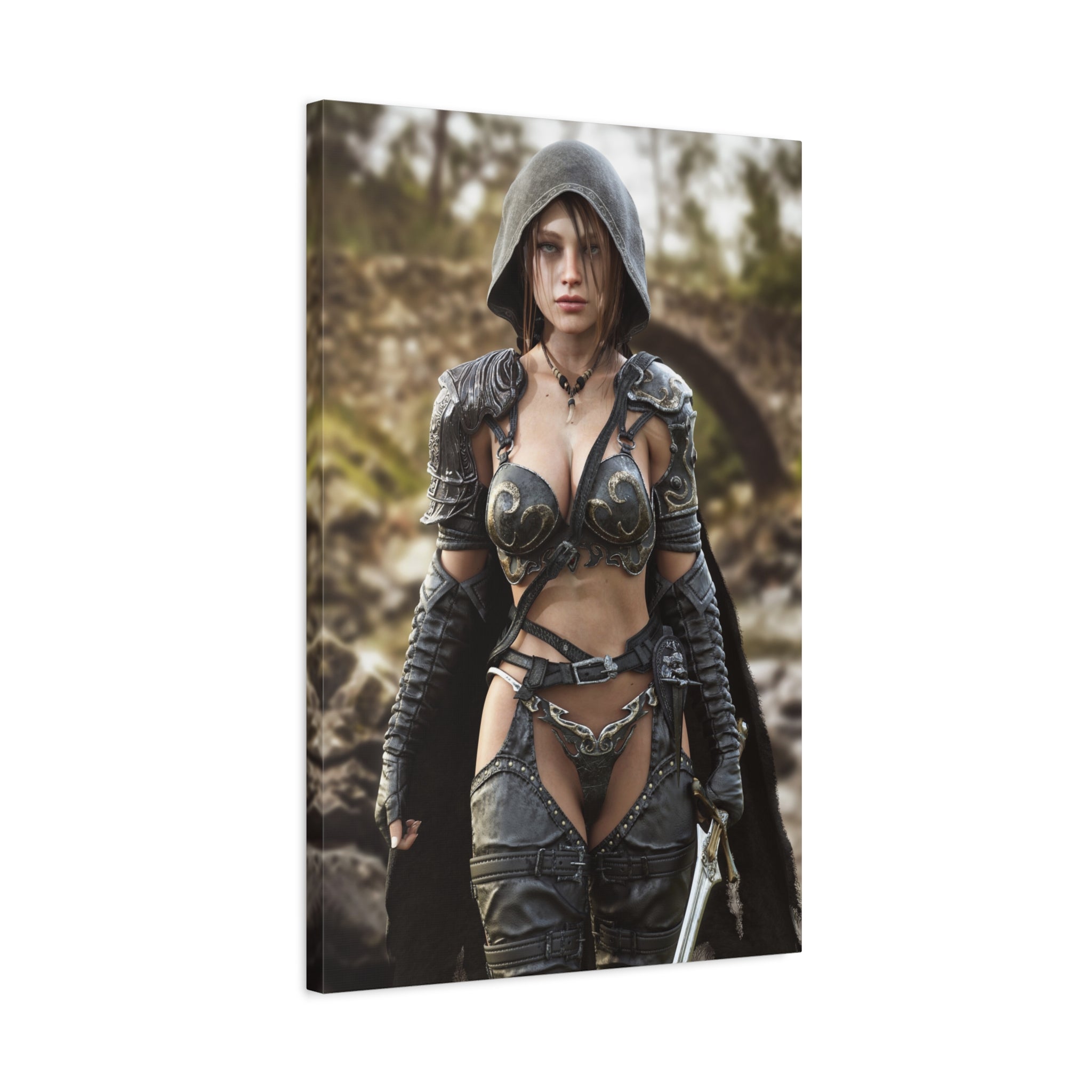 Fantasy Warrior Woman Matte Canvas Print - No AI- Human created illustration art