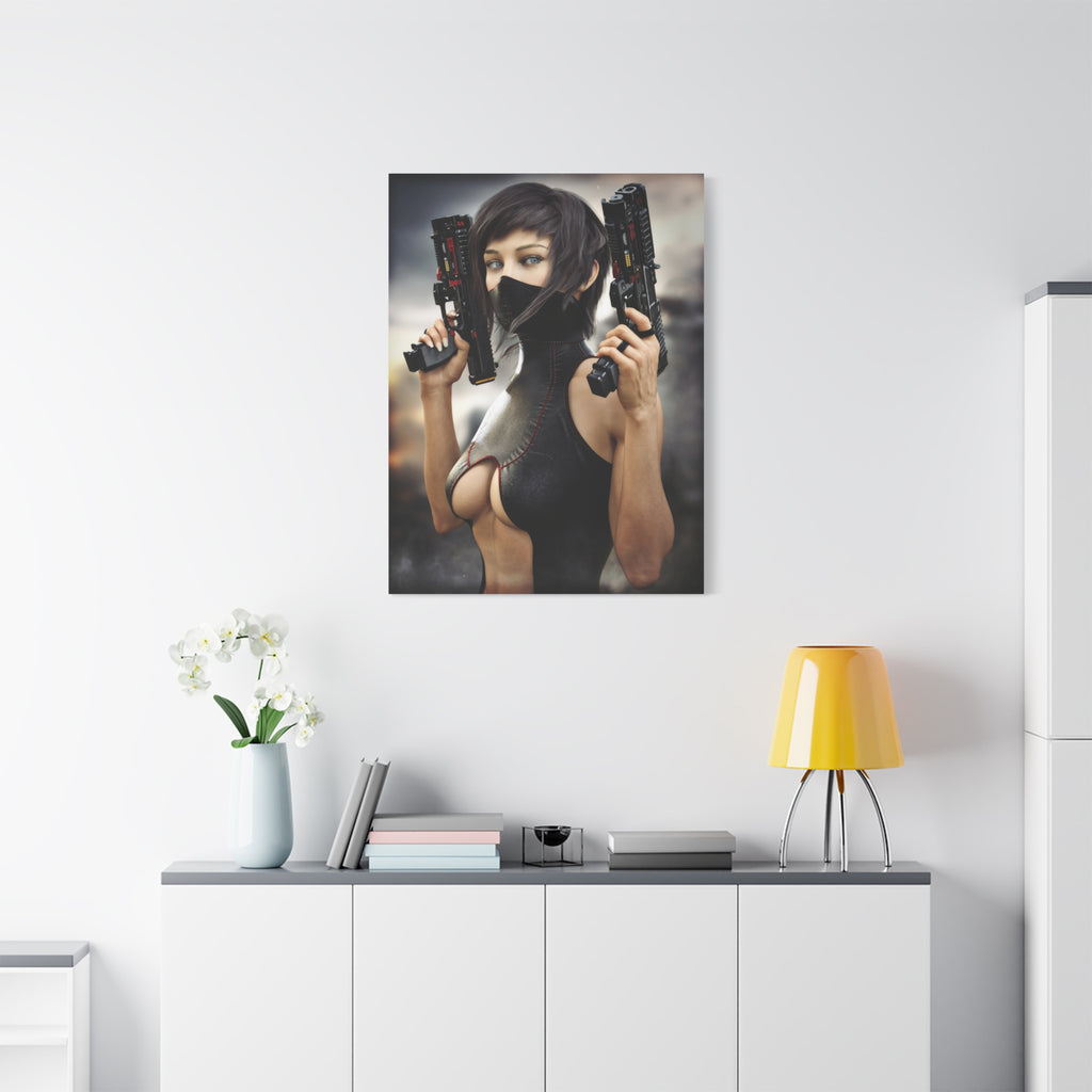 Futuristic Assassin Matte Canvas Wall Art - No Ai- Human created illustration art